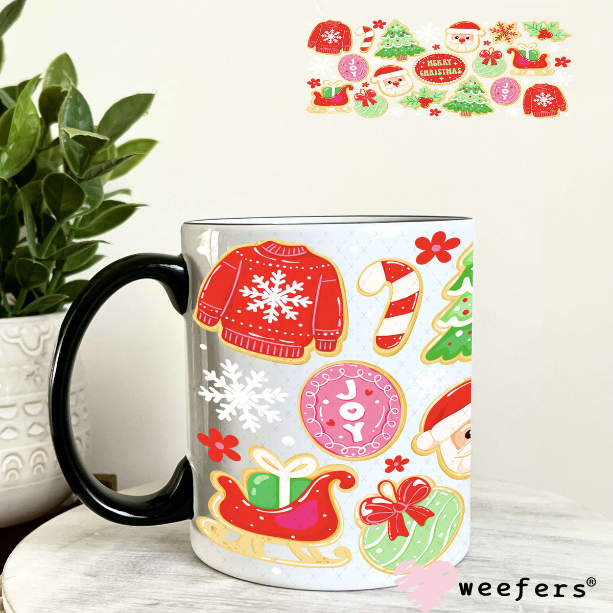 Red Green Merry Christmas UV DTF Cup Wrap 11oz Coffee Mug Weefers