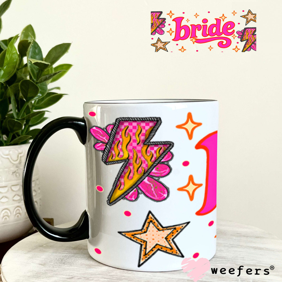 Bride Lightening Bolt UV DTF Cup Wrap - Weefers® Exclusive 11oz Coffee Mug Cup Wrap Weefers