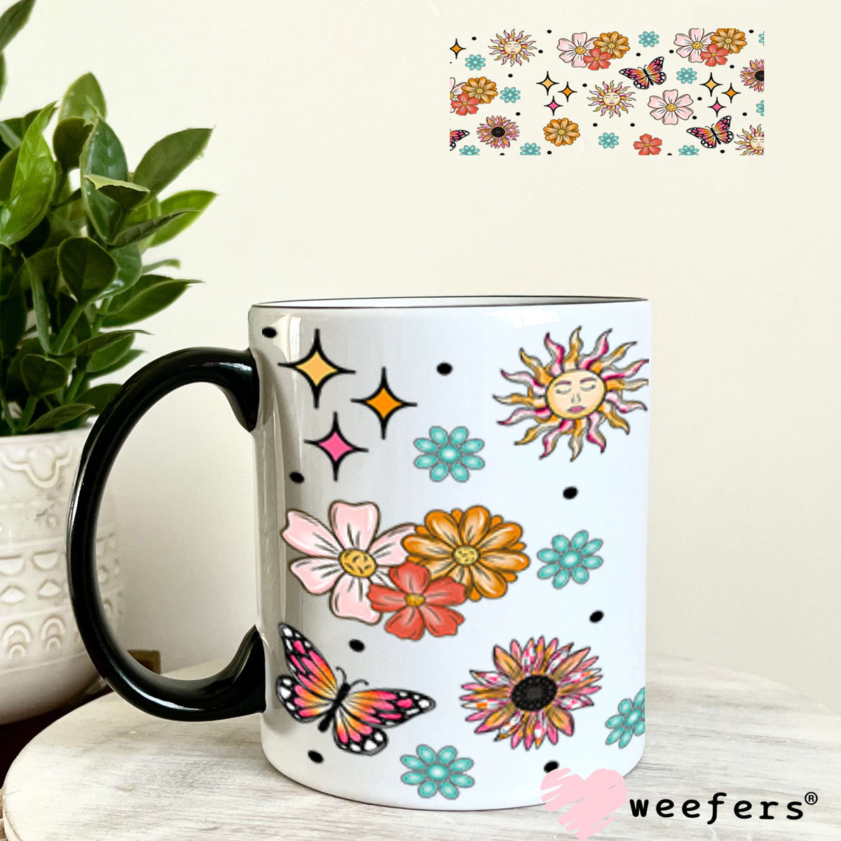 Wild Flowers and Wild Horses Sidekick UV DTF Cup Wrap - Weefers Exclusive 11oz Coffee Mug Cup Wrap Weefers