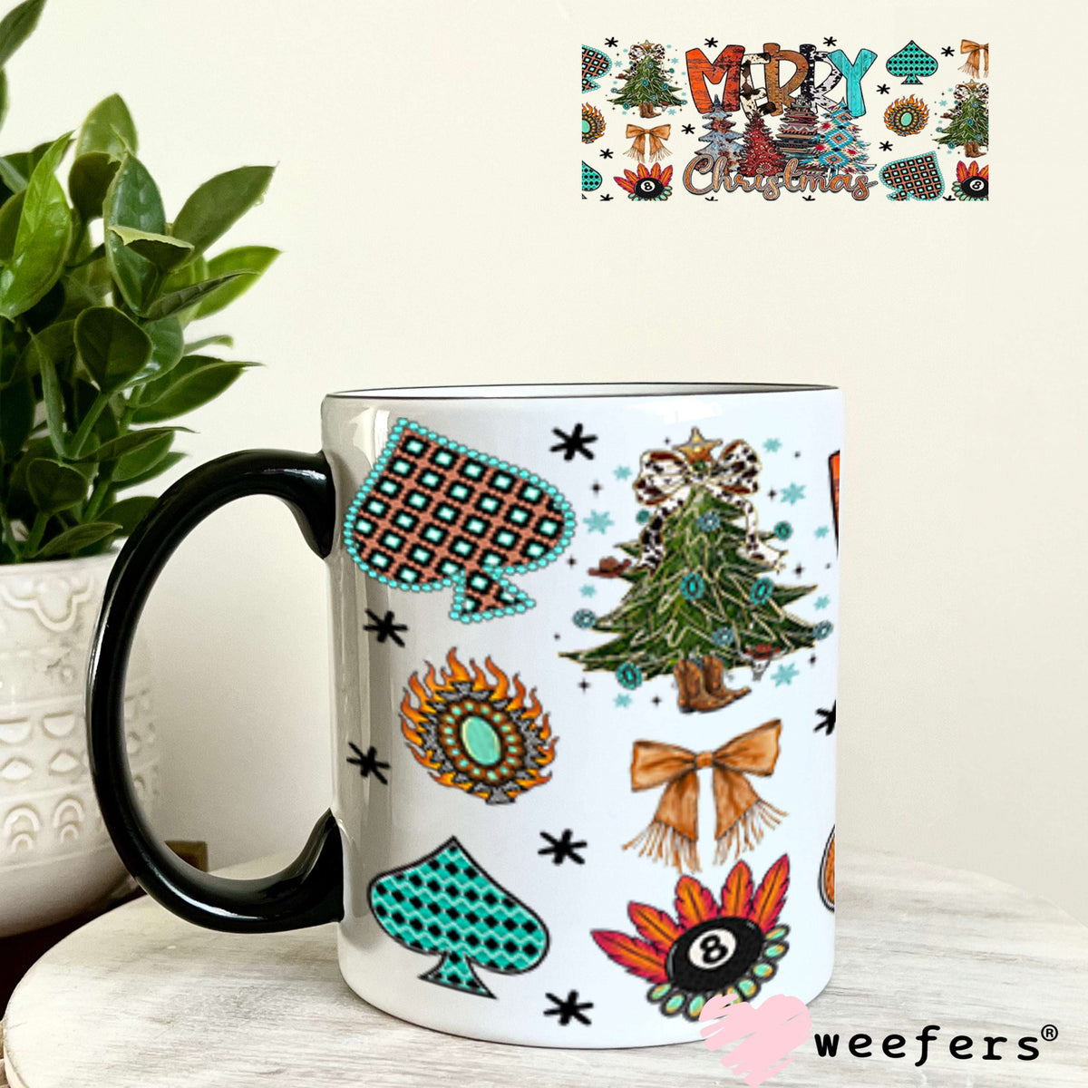 Merry Christmas UV DTF Cup Wrap - Weefers Exclusive 11oz Coffee Mug Cup Wrap Weefers