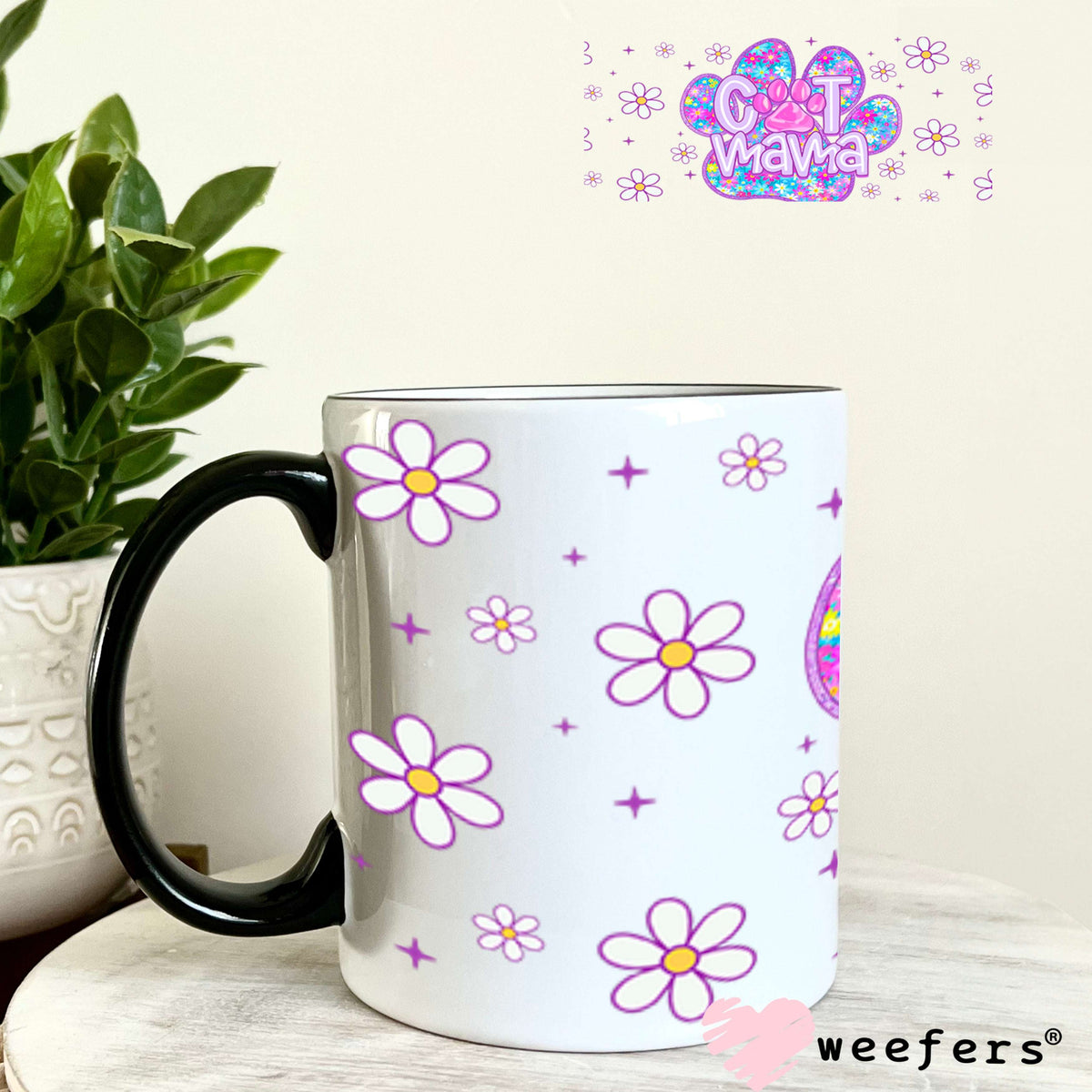 Purple Cat Mama Paw UV DTF Cup Wrap - Weefers® Exclusive 11oz Coffee Mug Cup Wrap Weefers