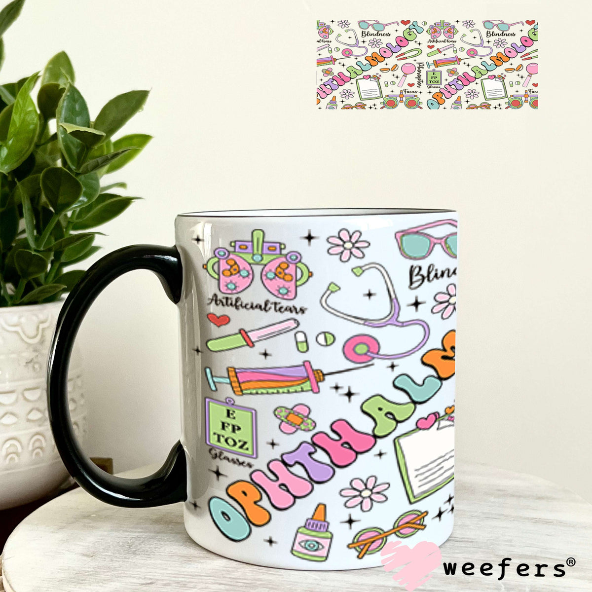 Ophthalmology Optometrist UV DTF Cup Wrap - Weefers® Exclusive 11oz Coffee Mug Cup Wrap Weefers