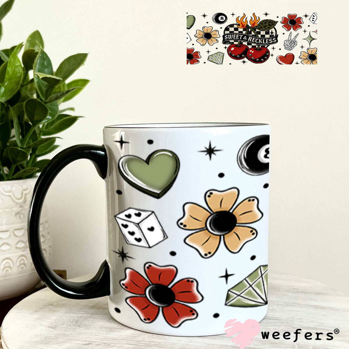 Sweet and Reckless UV DTF Cup Wrap - Weefers® Exclusive 11oz Coffee Mug Cup Wrap Weefers