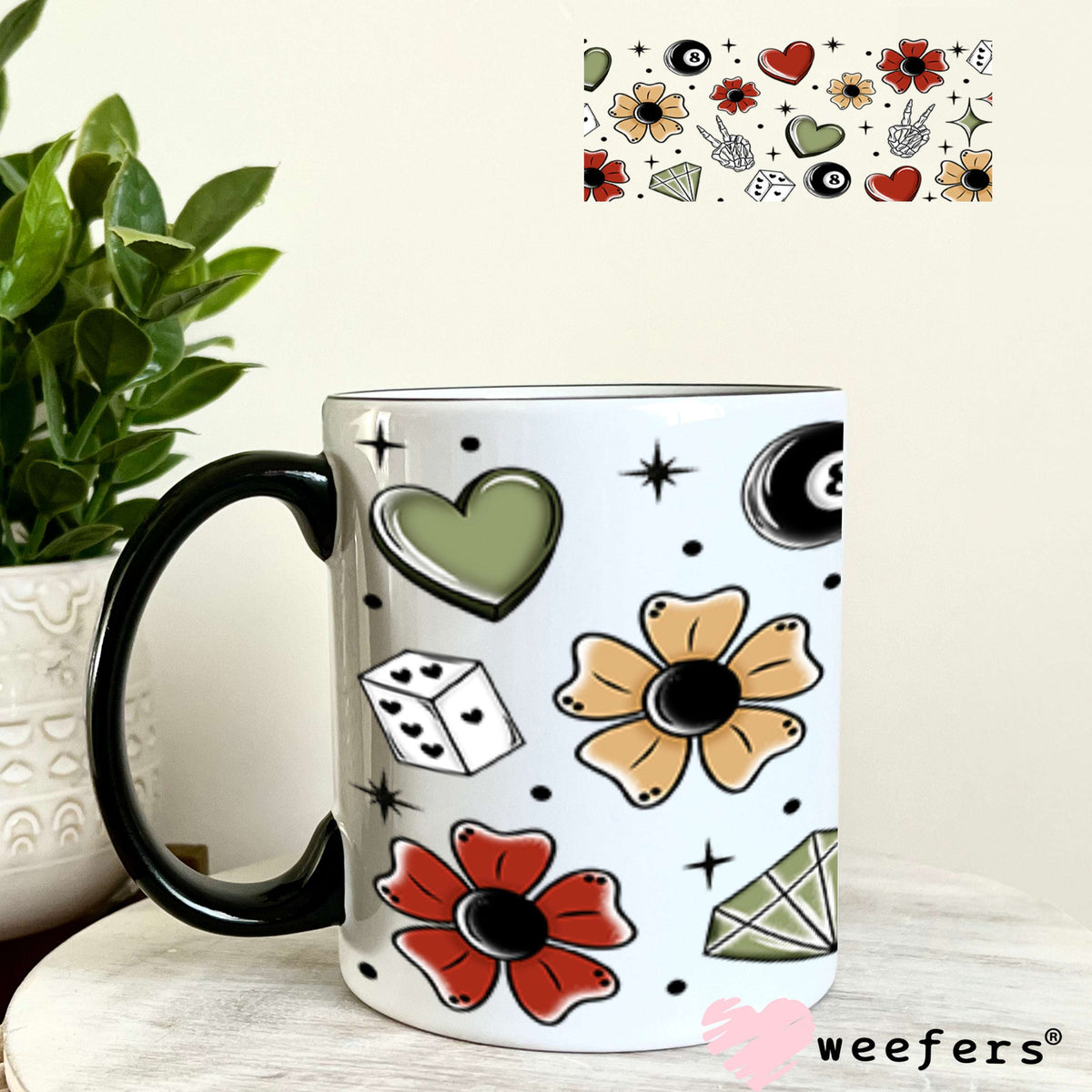 Sweet and Reckless Sidekick UV DTF Cup Wrap - Weefers Exclusive 11oz Coffee Mug Cup Wrap Weefers