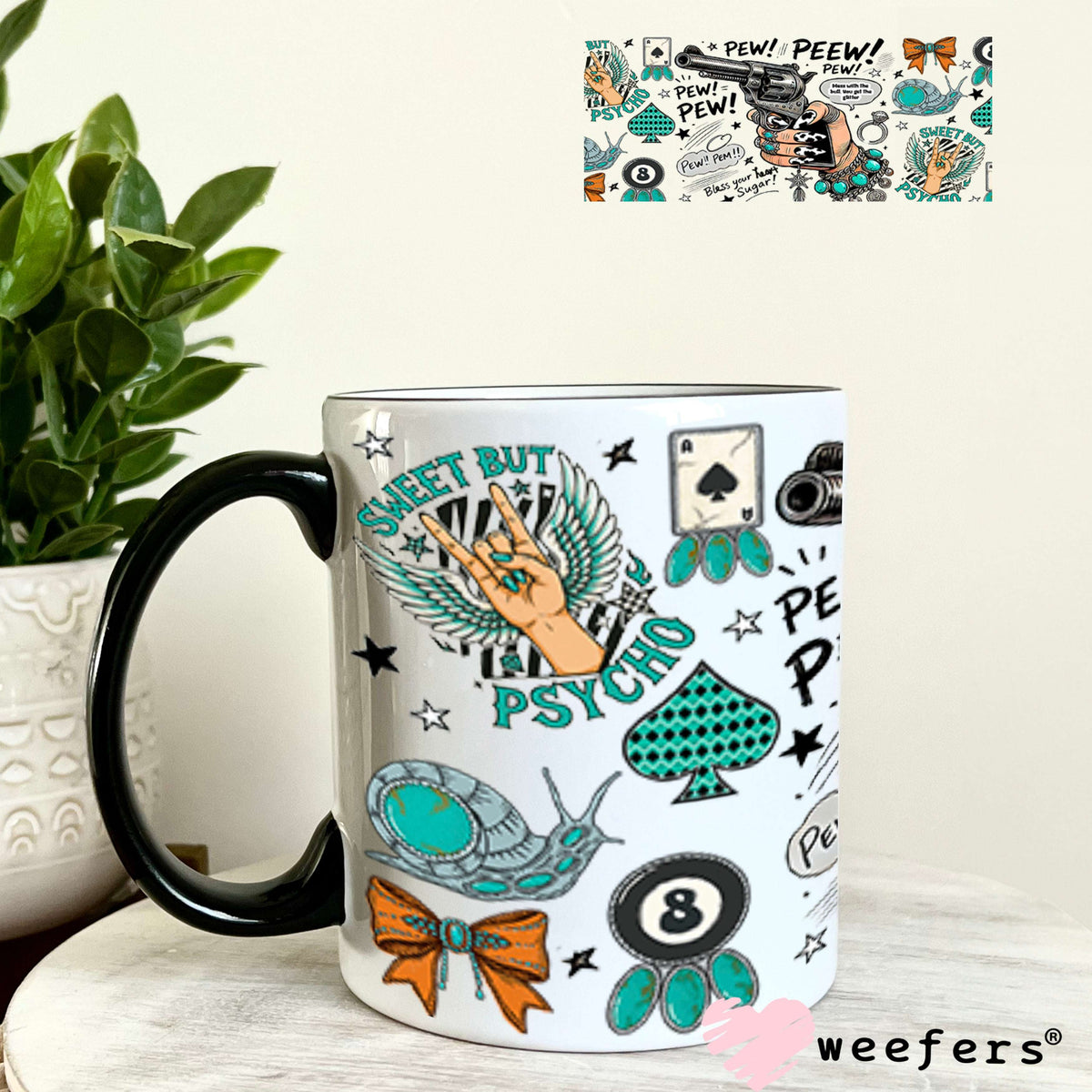 Pew Pew Bless Your Heart Sugar UV DTF Cup Wrap - Weefers Exclusive 11oz Coffee Mug Cup Wrap Weefers