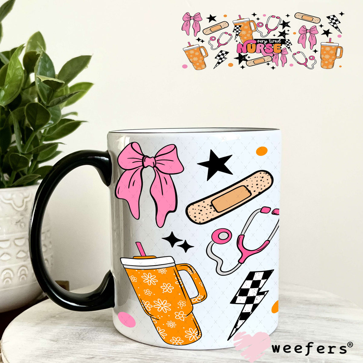 Very Tired Nurse UV DTF Cup Wrap 11oz Coffee Mug Weefers