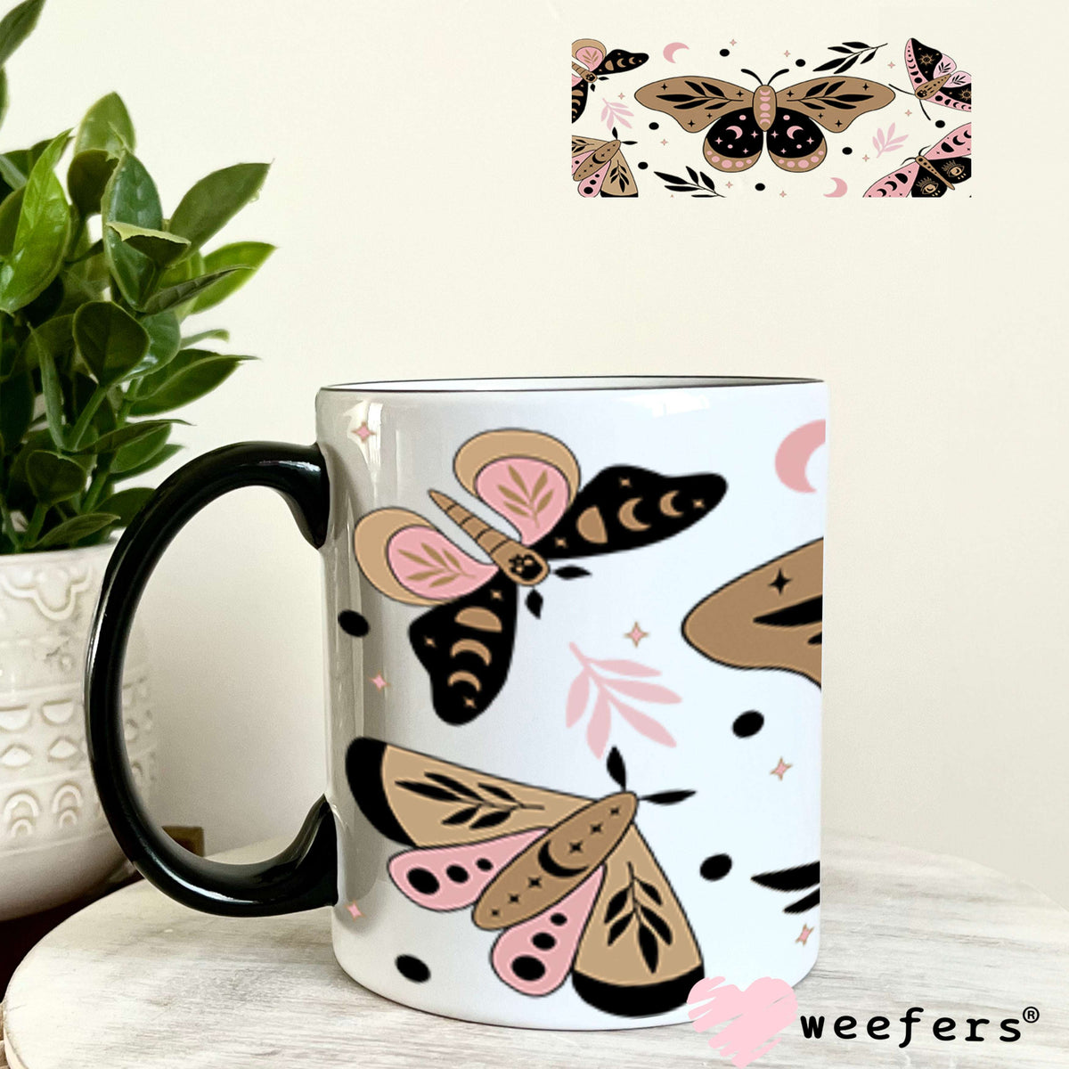 UV DTF Cup Wrap – Mystical Moths - Weefers Exclusive 11oz Coffee Mug Cup Wrap Weefers