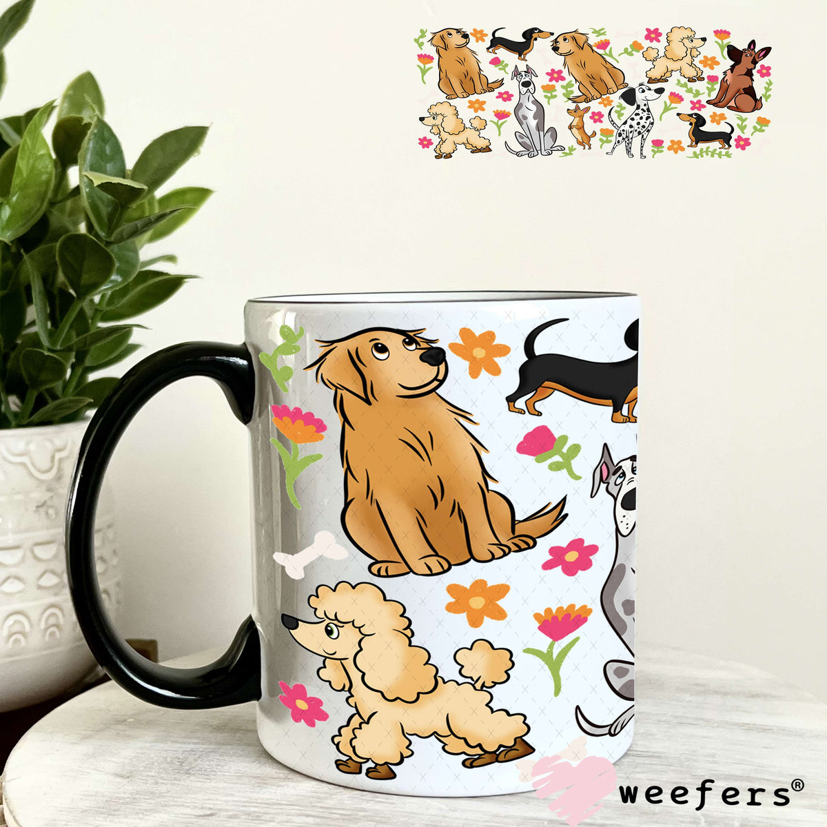 UV DTF Cup Wrap – Dog Friends 11oz Coffee Mug Weefers