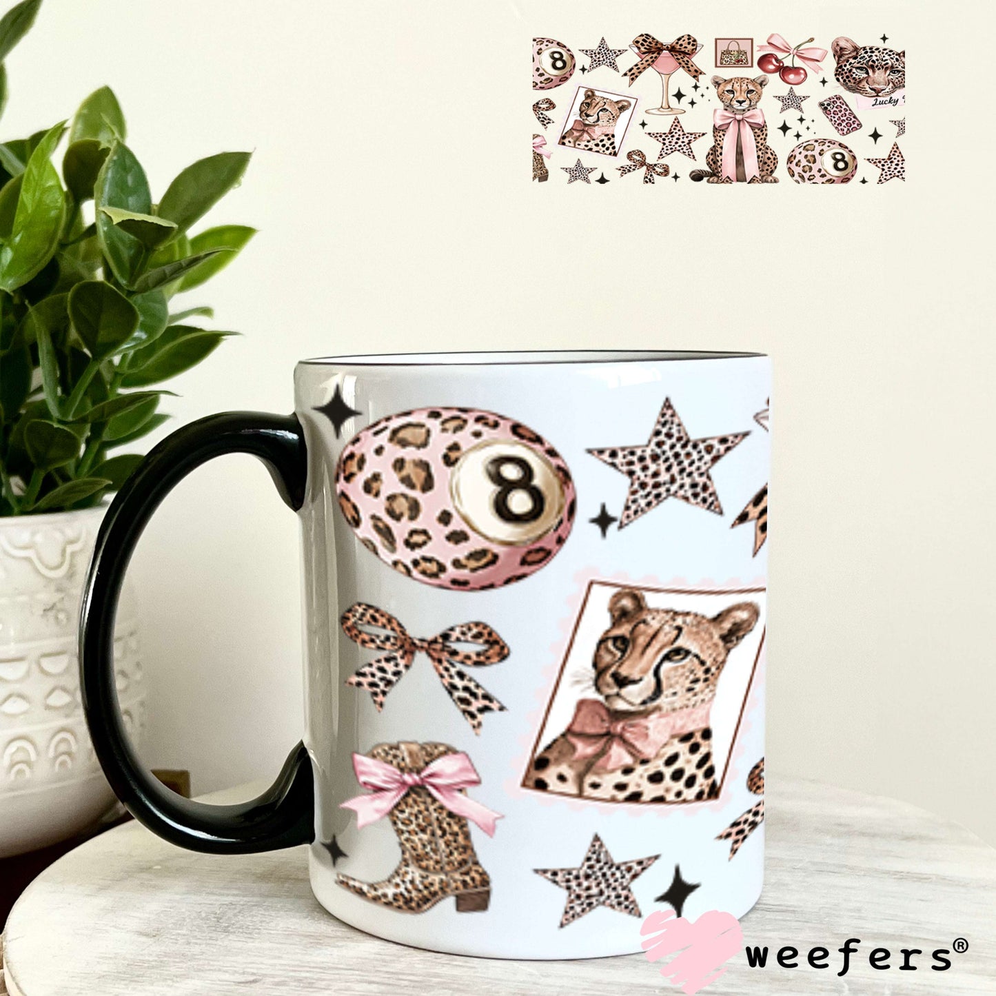 UV DTF Cup Wrap – Rose gold Cheetahs - Weefers Exclusive 11oz Coffee Mug Cup Wrap Weefers