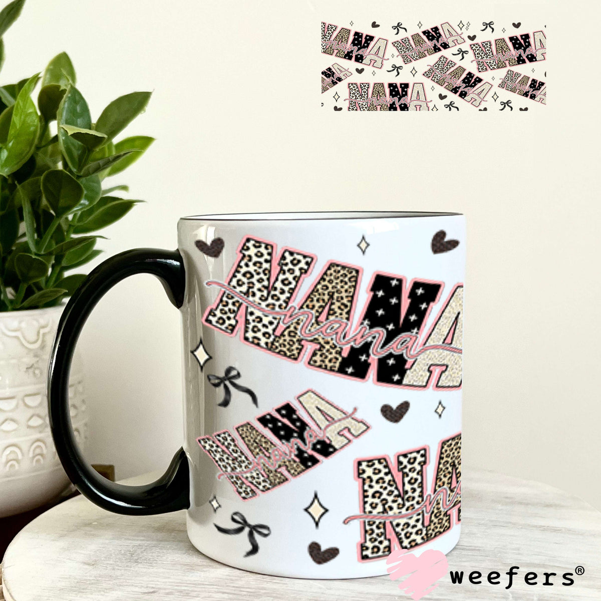 UV DTF Cup Wrap – Nana Cheetah Print - Weefers® Exclusive 11oz Coffee Mug Cup Wrap Weefers