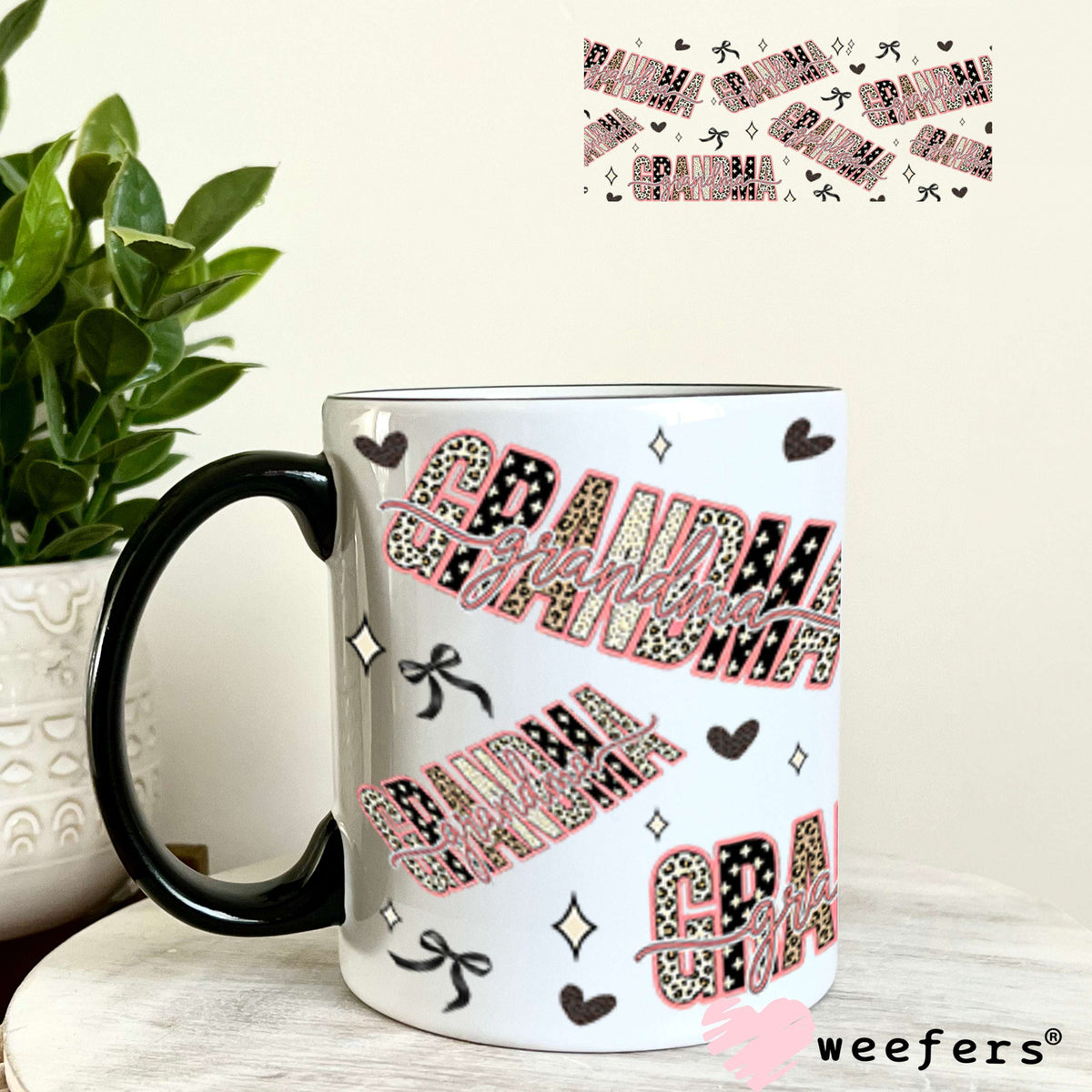 UV DTF Cup Wrap – Grandma Cheetah Print - Weefers Exclusive 11oz Coffee Mug Cup Wrap Weefers