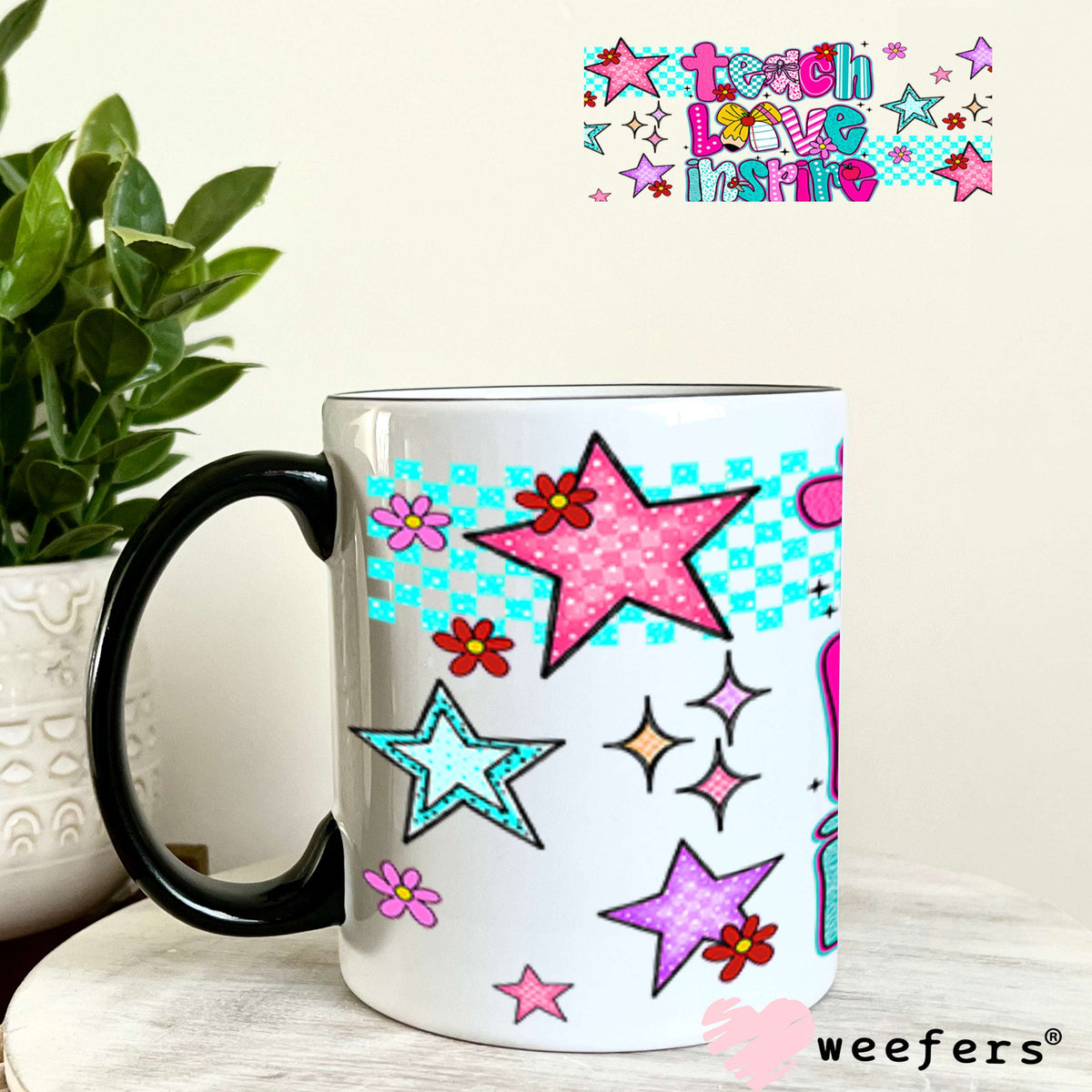 UV DTF Cup Wrap – Preppy Teach Love Inspire- Weefers Exclusive 11oz Coffee Mug Cup Wrap Weefers