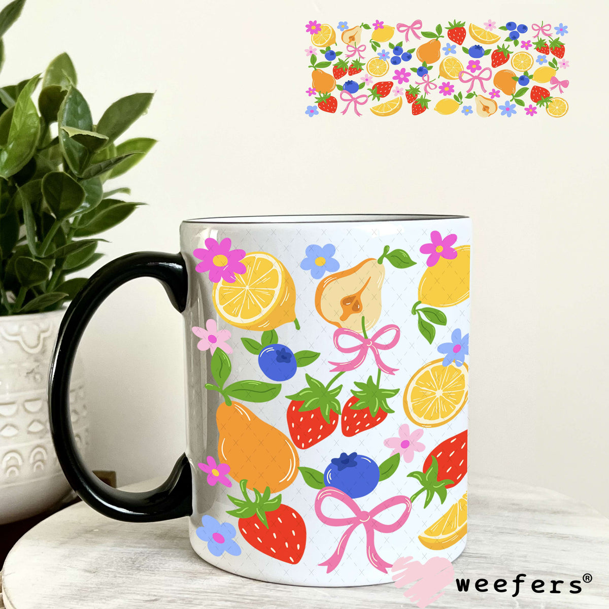 UV DTF Cup Wrap – Fruits and Bows 11oz Coffee Mug Weefers
