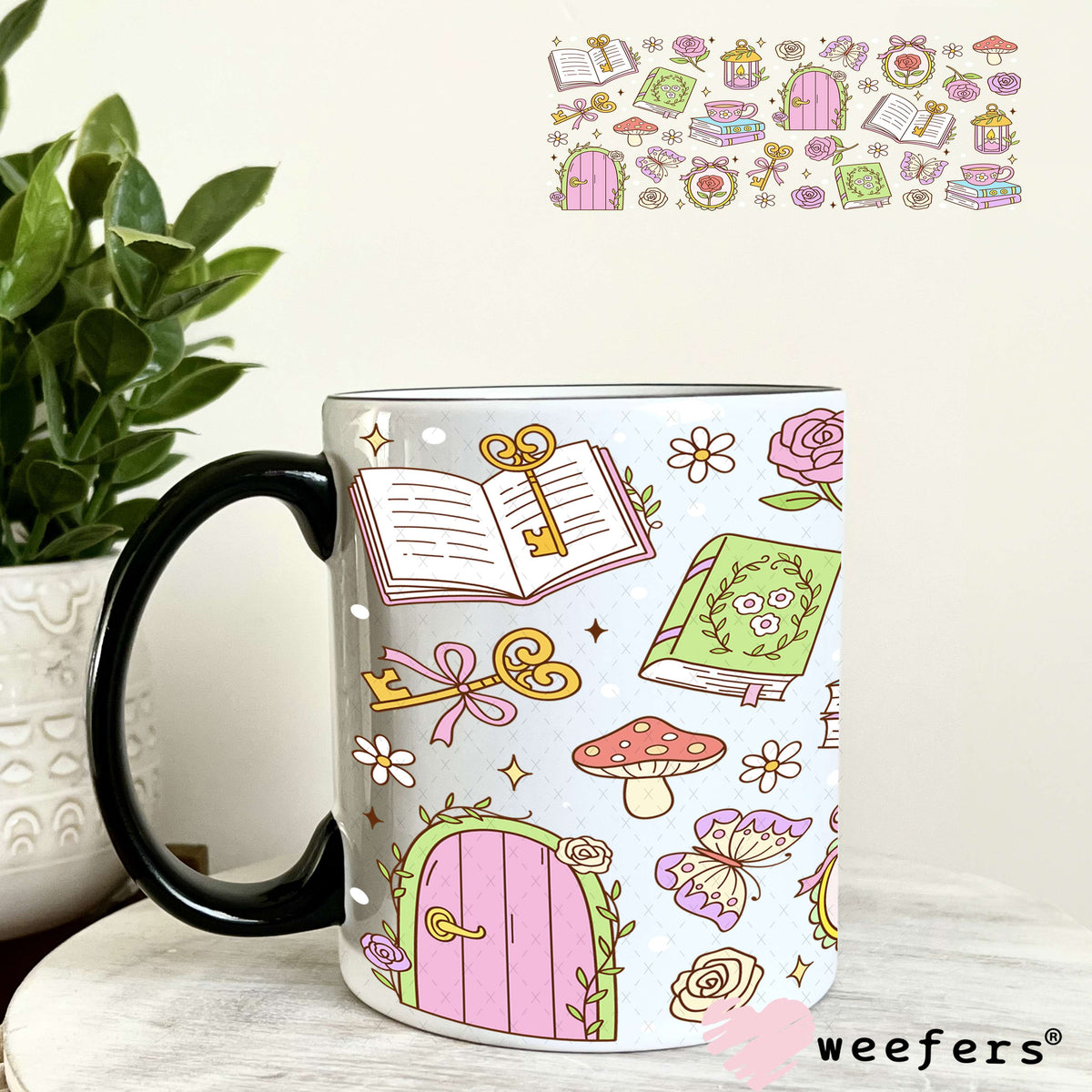 UV DTF Cup Wrap – Book Lover Tea Time 11oz Coffee Mug Weefers