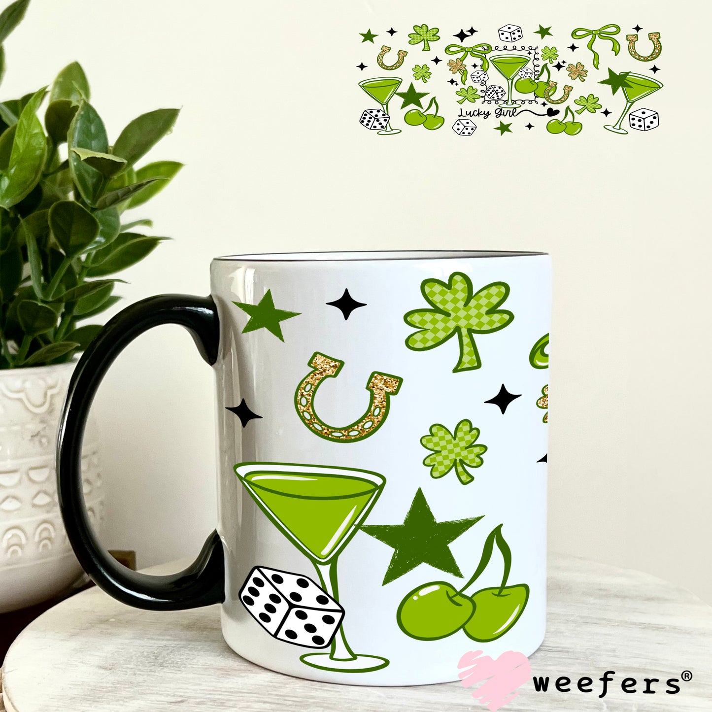 UV DTF Cup Wrap – St. Patrick's Day - Lucky Girl 11oz Coffee Mug Weefers