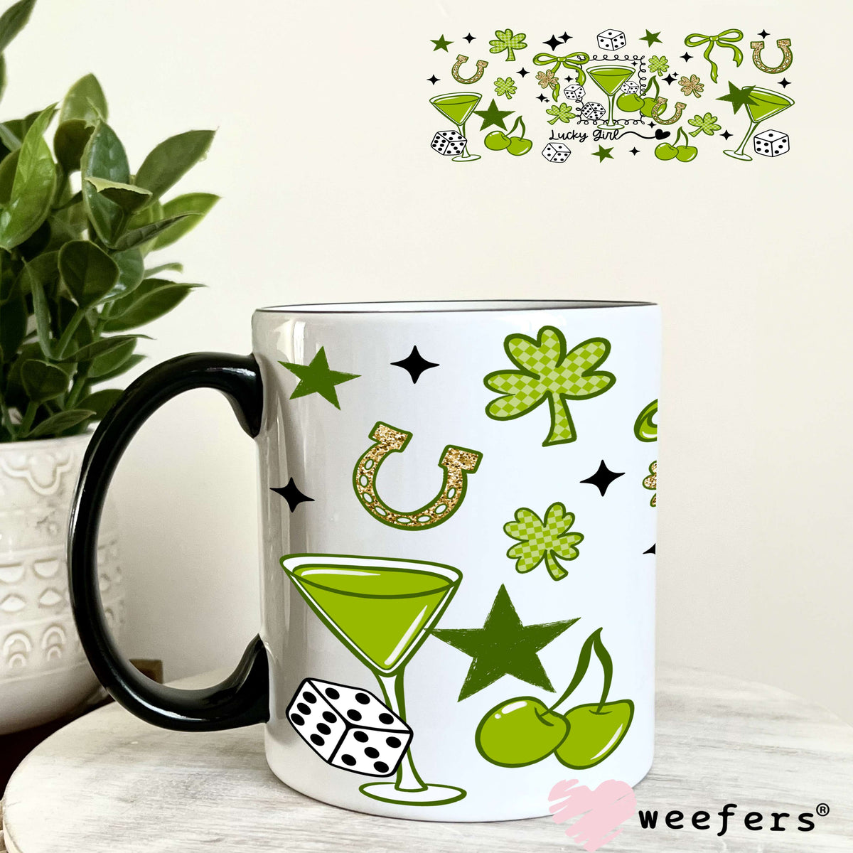 UV DTF Cup Wrap – St. Patrick's Day - Lucky Girl 11oz Coffee Mug Weefers