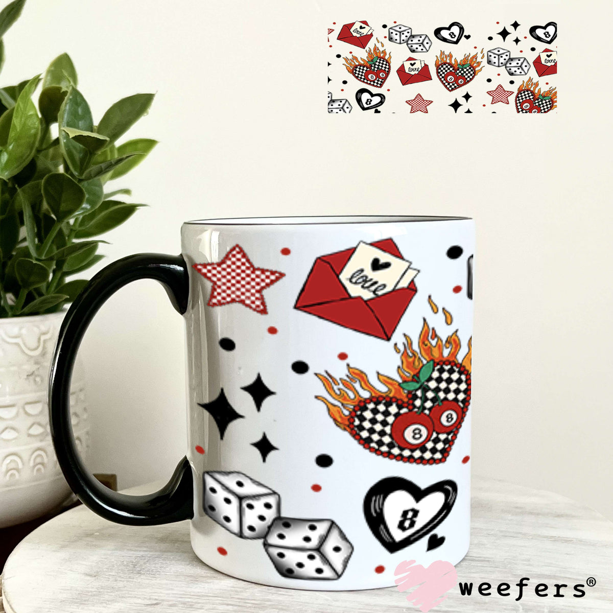 UV DTF Cup Wrap – Love is a Gamble Sidekick - Weefers Exclusive 11oz Coffee Mug Cup Wrap Weefers