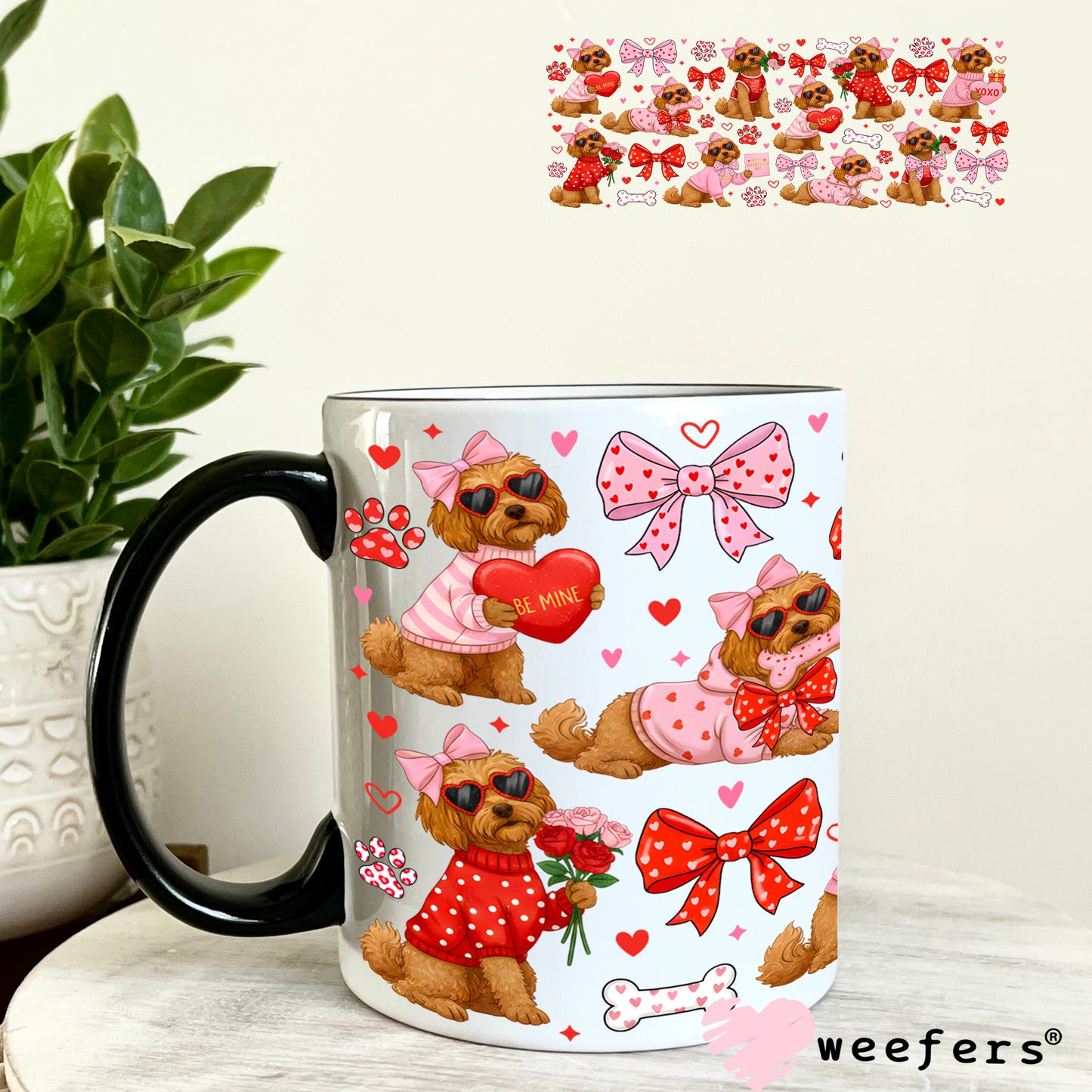 UV DTF Cup Wrap – Goldendoodle Valentine's Day 11oz Coffee Mug Weefers