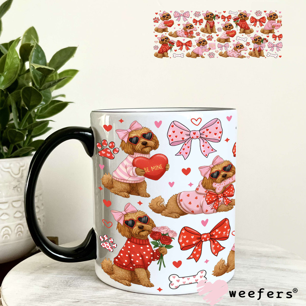 UV DTF Cup Wrap – Goldendoodle Valentine's Day 11oz Coffee Mug Weefers