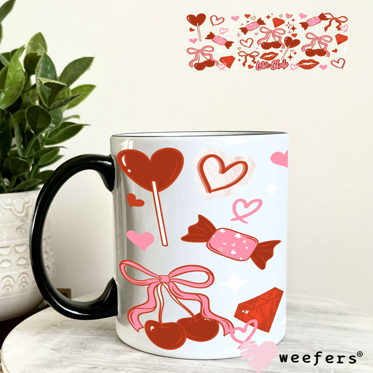UV DTF Cup Wrap – Valentine Love Club 11oz Coffee Mug Weefers