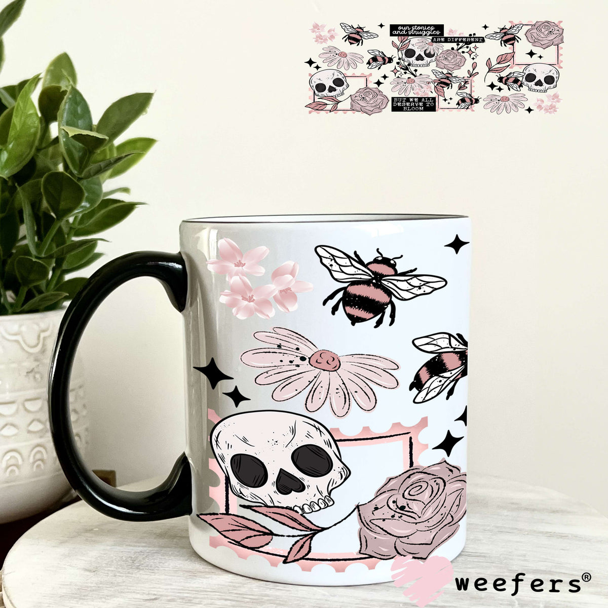 UV DTF Cup Wrap – Our Stories and Struggles are Different 11oz Coffee Mug Weefers