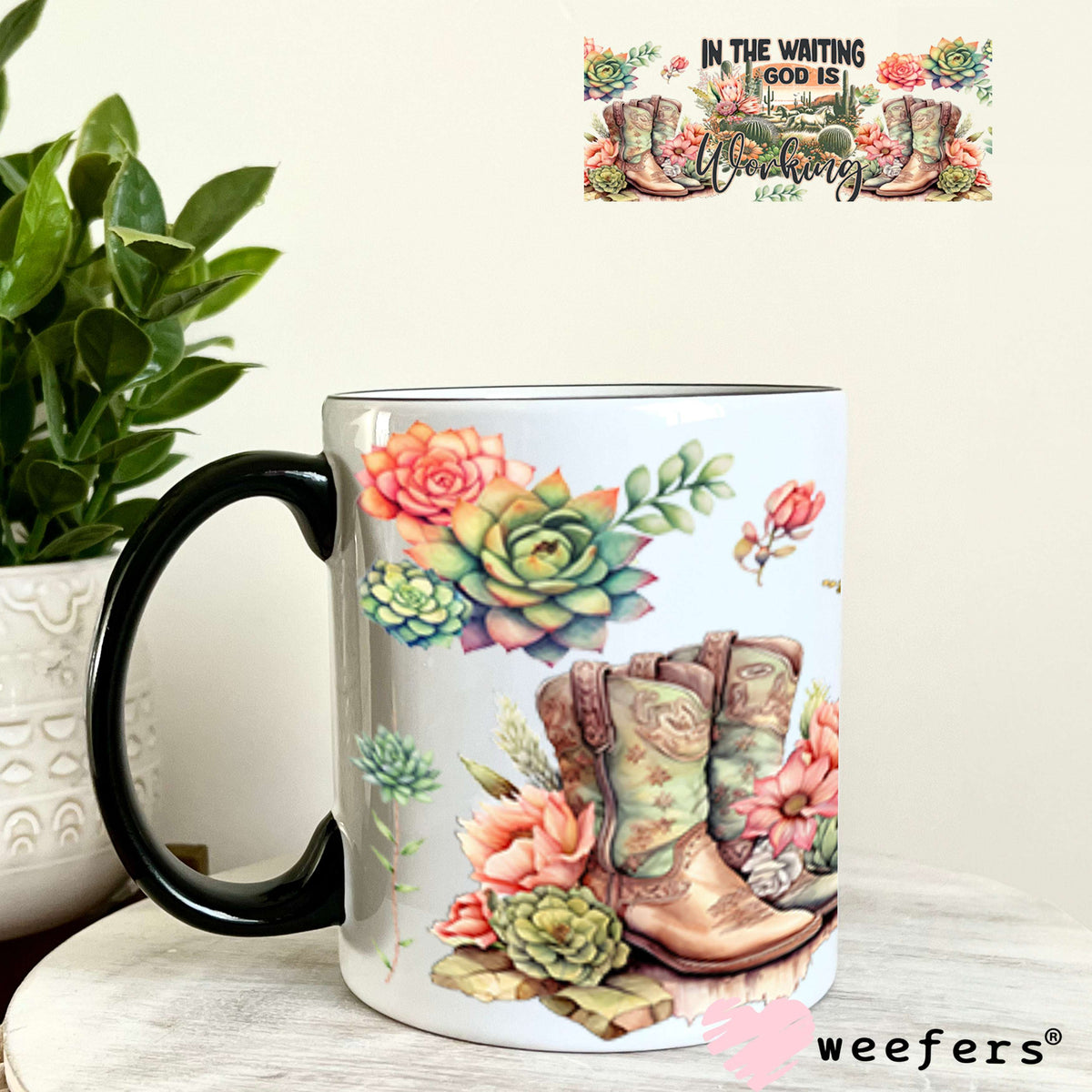 UV DTF Cup Wrap – In the Waiting God is Working - Weefers Exclusive 11oz Coffee Mug Cup Wrap Weefers