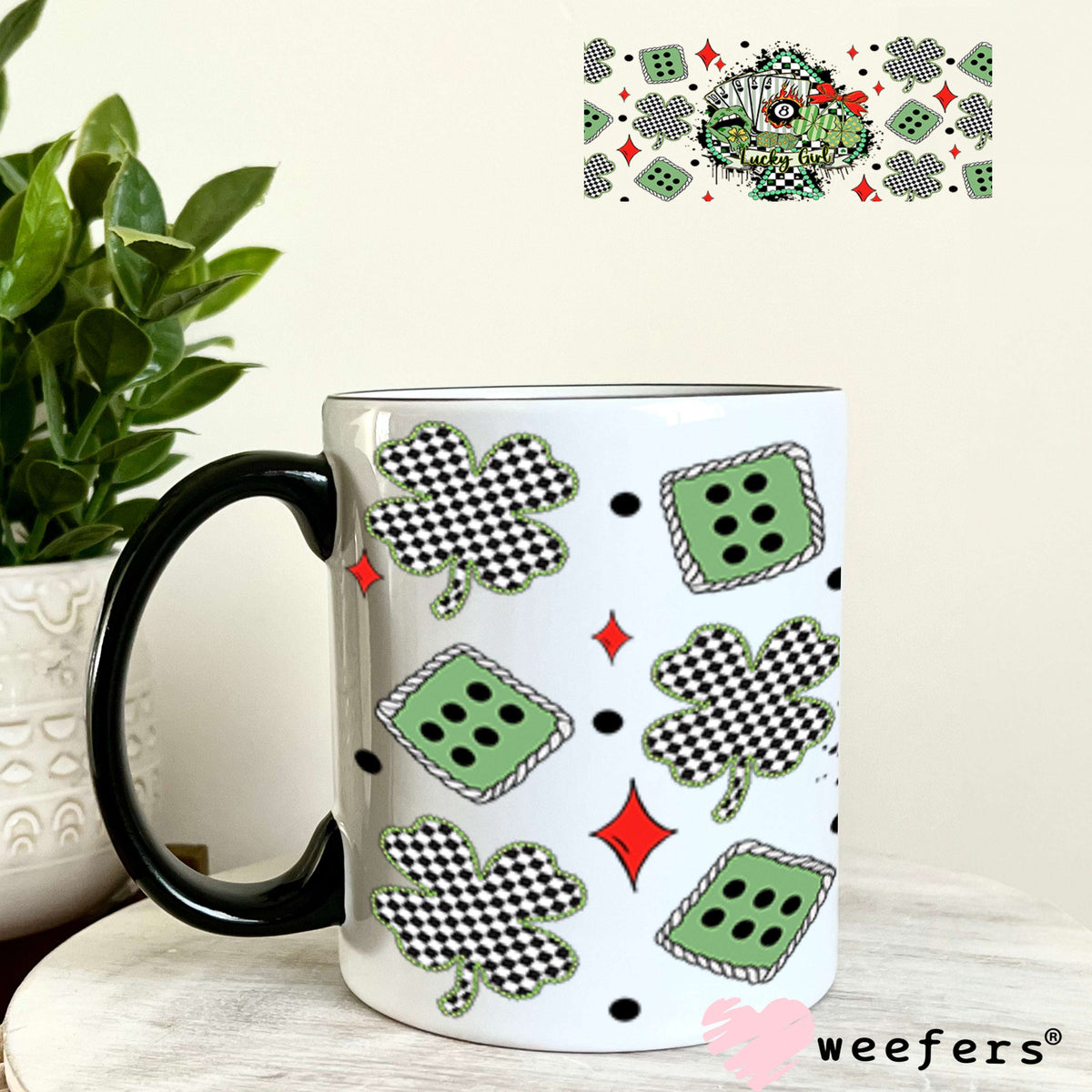 UV DTF Cup Wrap – Lucky Girl Western St Patrick's Day - Weefers Exclusive 11oz Coffee Mug Cup Wrap Weefers