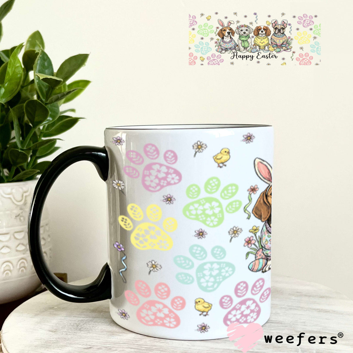 UV DTF Cup Wrap – Happy Easter Dog Friends - Weefers Exclusive 11oz Coffee Mug Cup Wrap Weefers