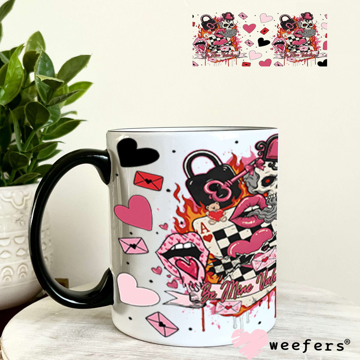 UV DTF Cup Wrap – Be Mine Valentine Weefers Exclusive 11oz Coffee Mug Cup Wrap Weefers
