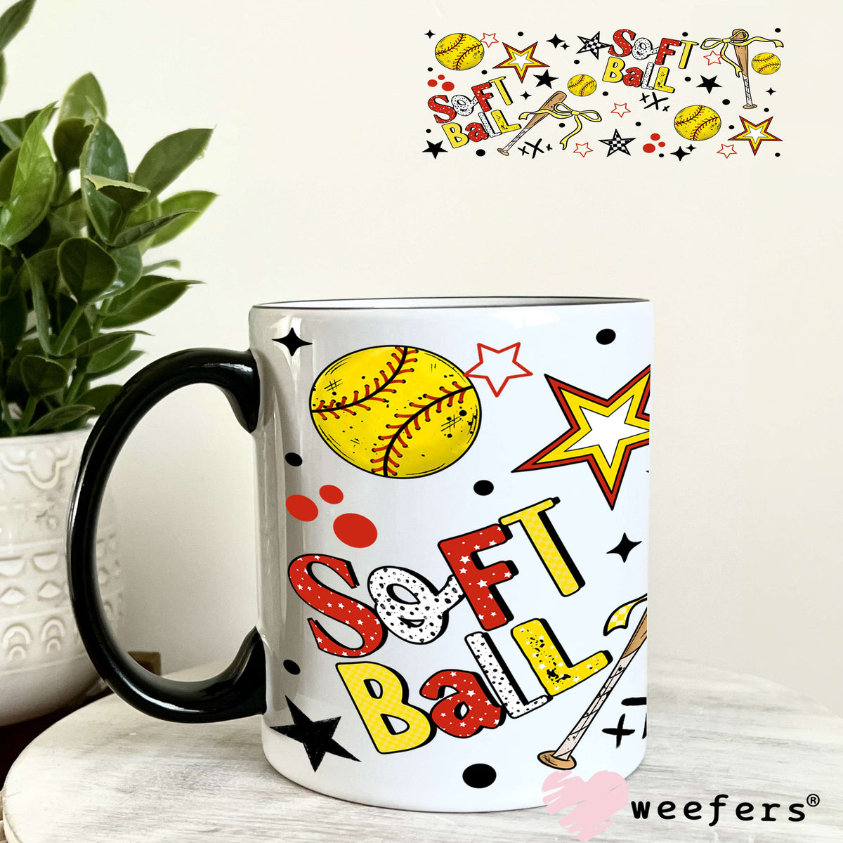 UV DTF Cup Wrap – Softball Bats and Balls 11oz Coffee Mug Weefers