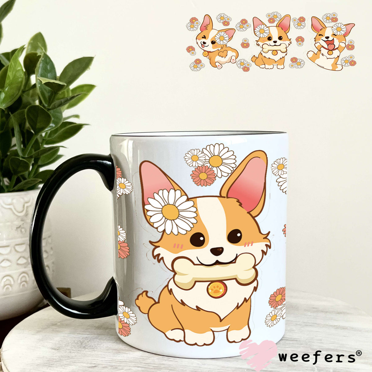 Cutie Corgi Friends UV DTF Cup Wrap 11oz Coffee Mug Weefers