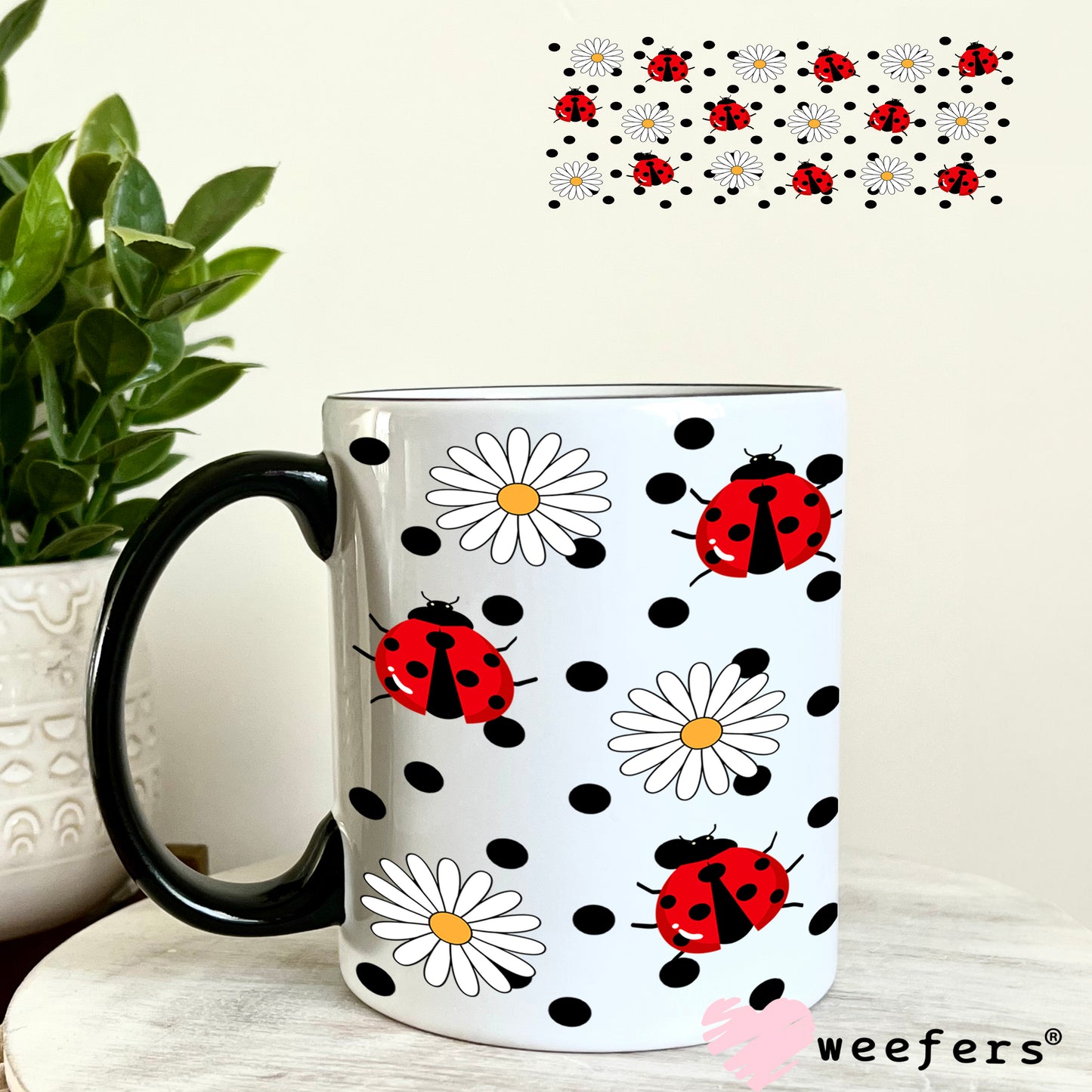 UV DTF Cup Wrap – Ladybugs and flowers 11oz Coffee Mug Weefers