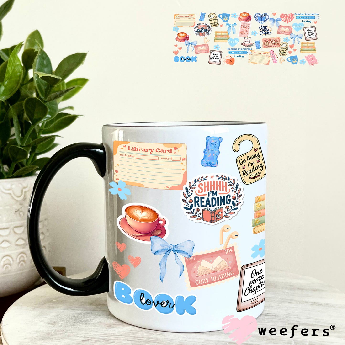 UV DTF Cup Wrap – One More Chapter Blue 11oz Coffee Mug Weefers