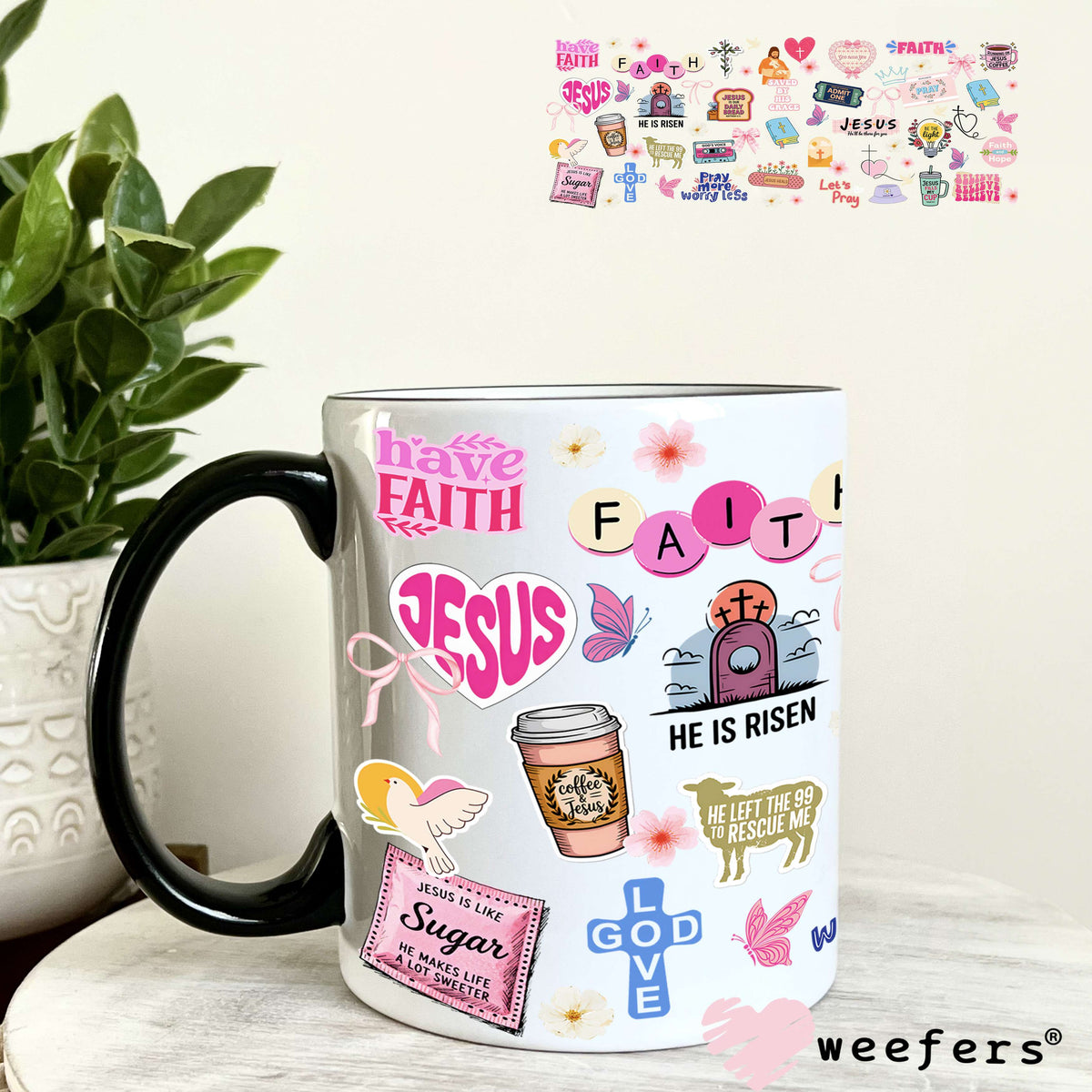UV DTF Cup Wrap – Christian Faith Jesus 11oz Coffee Mug Weefers