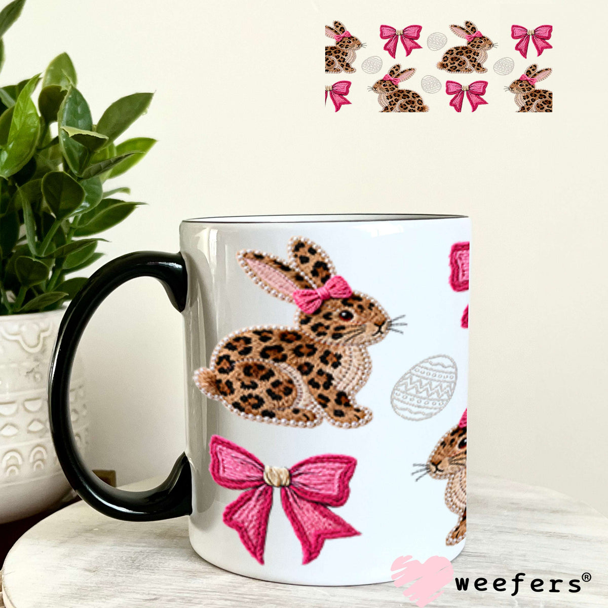 UV DTF Cup Wrap – Leopard Bunnies - Weefers Exclusive 11oz Coffee Mug Cup Wrap Weefers