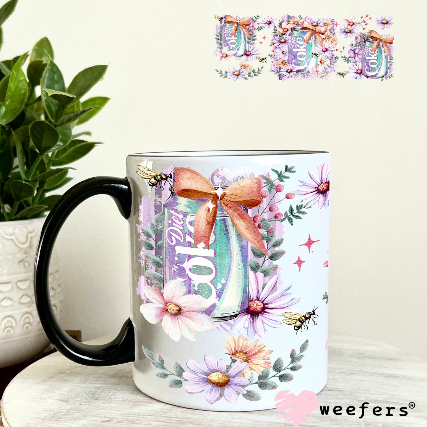 UV DTF Cup Wrap – Diet Cola Floral Soda 11oz Coffee Mug Weefers