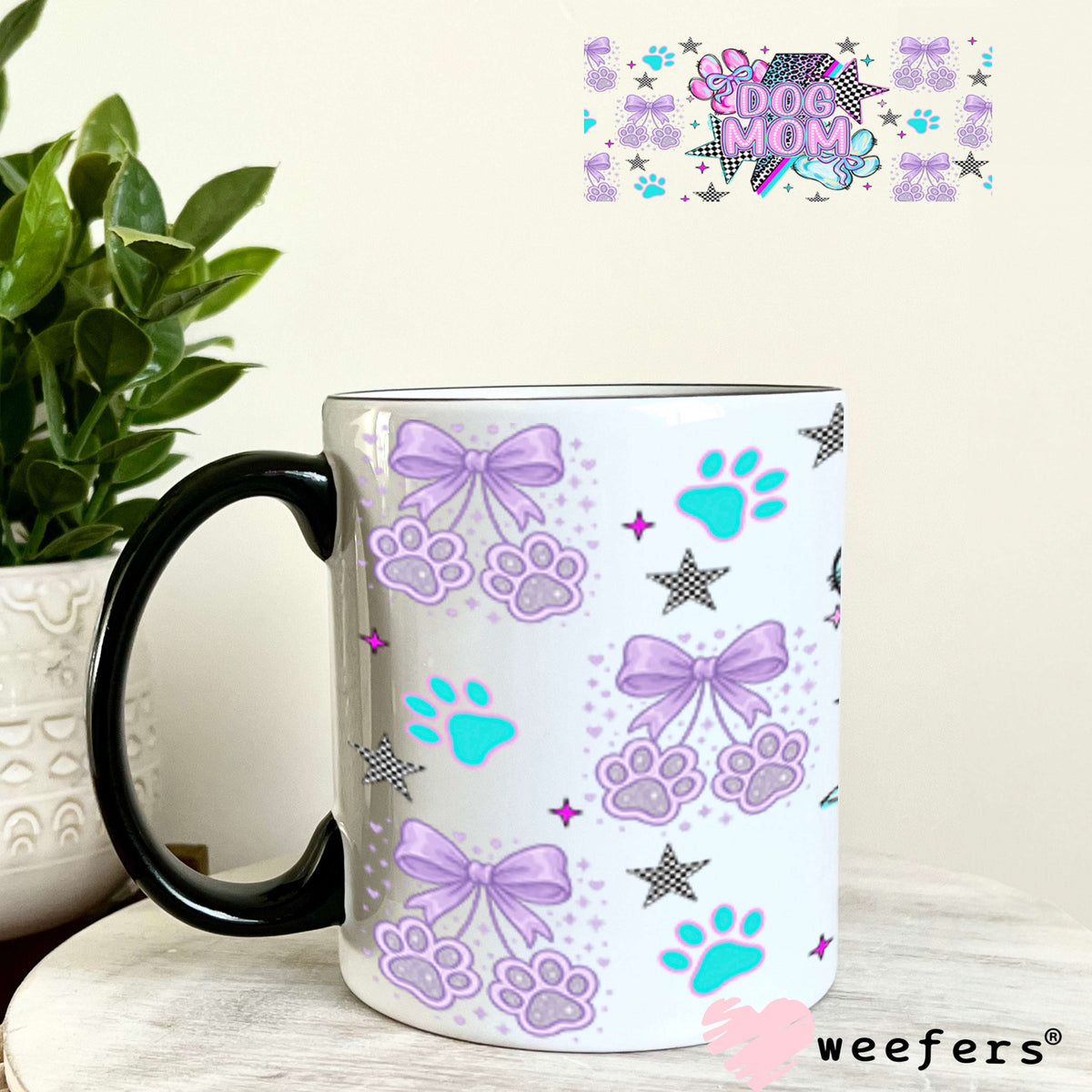 UV DTF Cup Wrap – Dog Mom Lilac Blue - Weefers® Exclusive 11oz Coffee Mug Cup Wrap Weefers