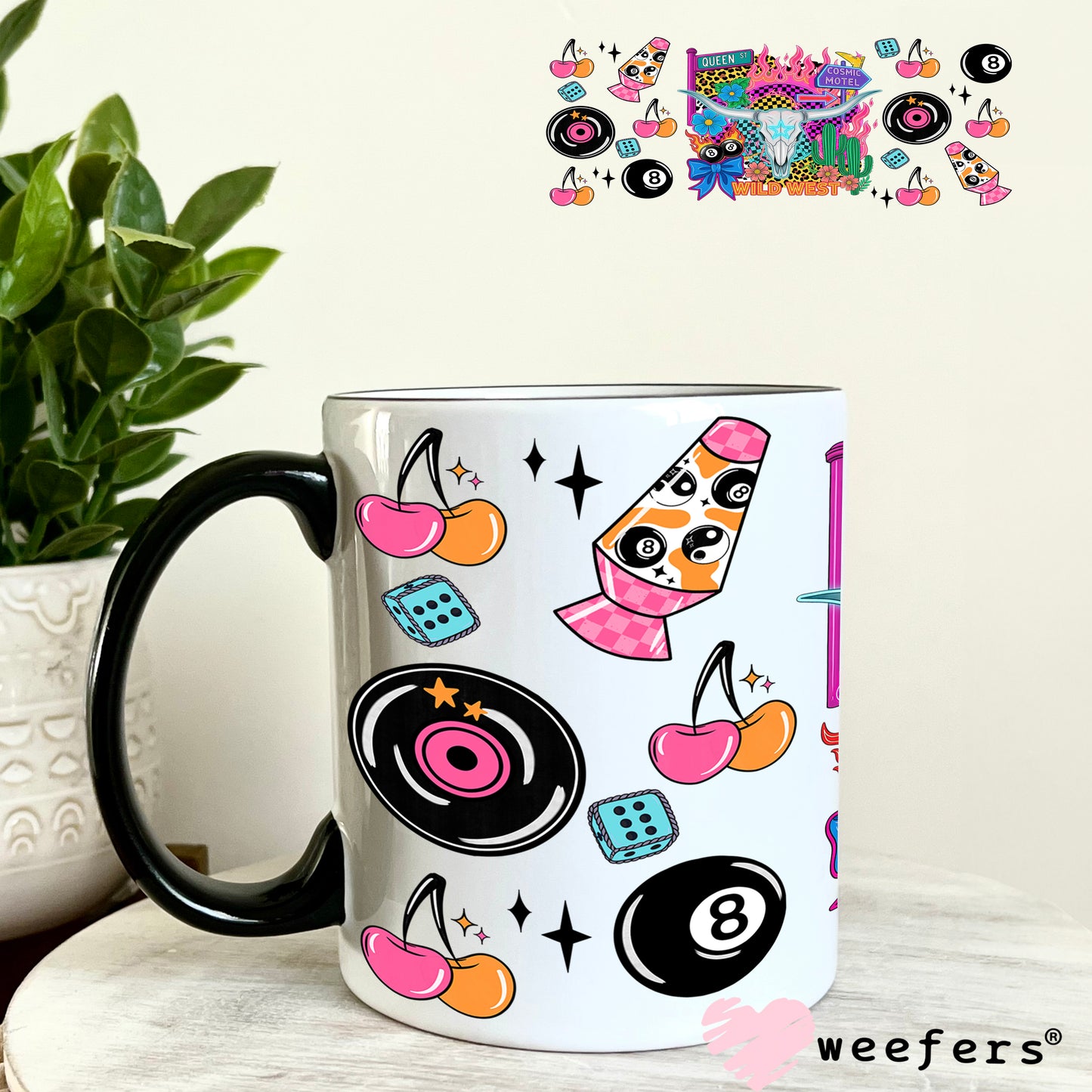 UV DTF Cup Wrap – Cosmic Motel - Weefers Exclusive 11oz Coffee Mug Weefers