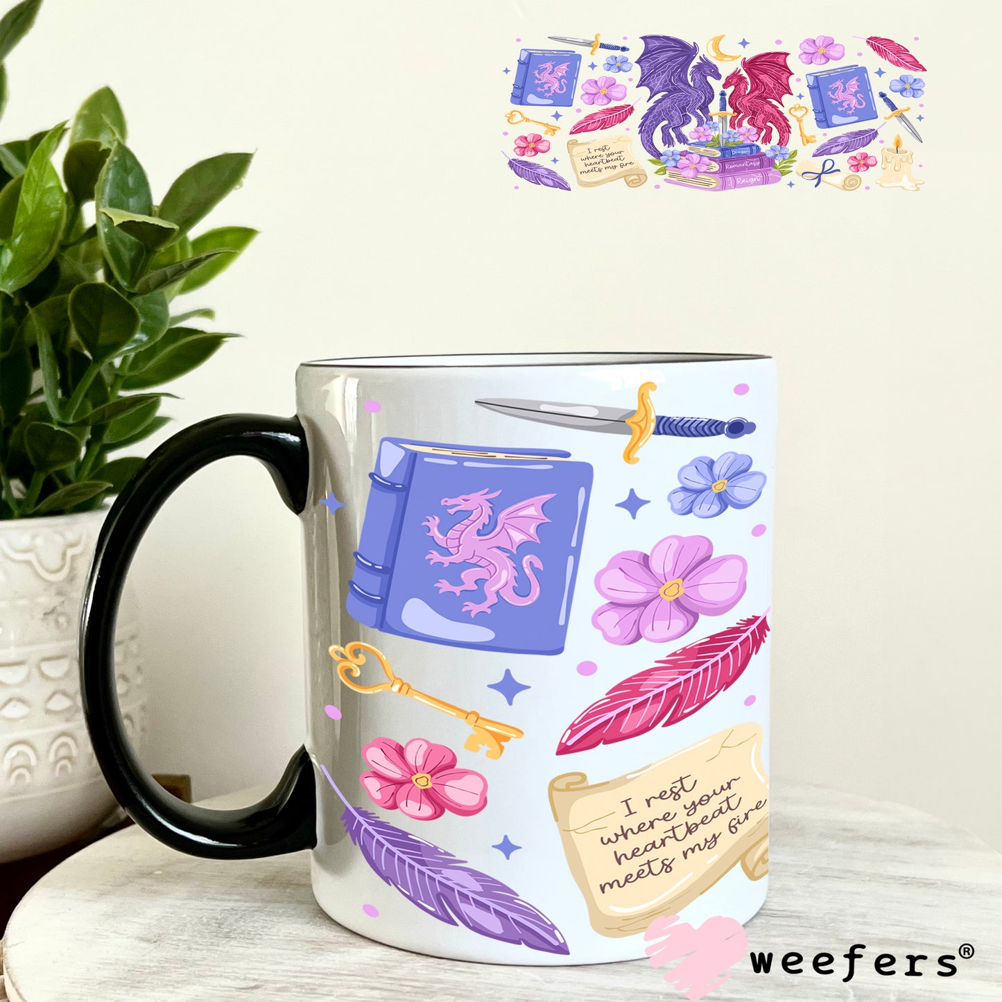 UV DTF Cup Wrap – Fantasy Romance Book Lover 11oz Coffee Mug Weefers
