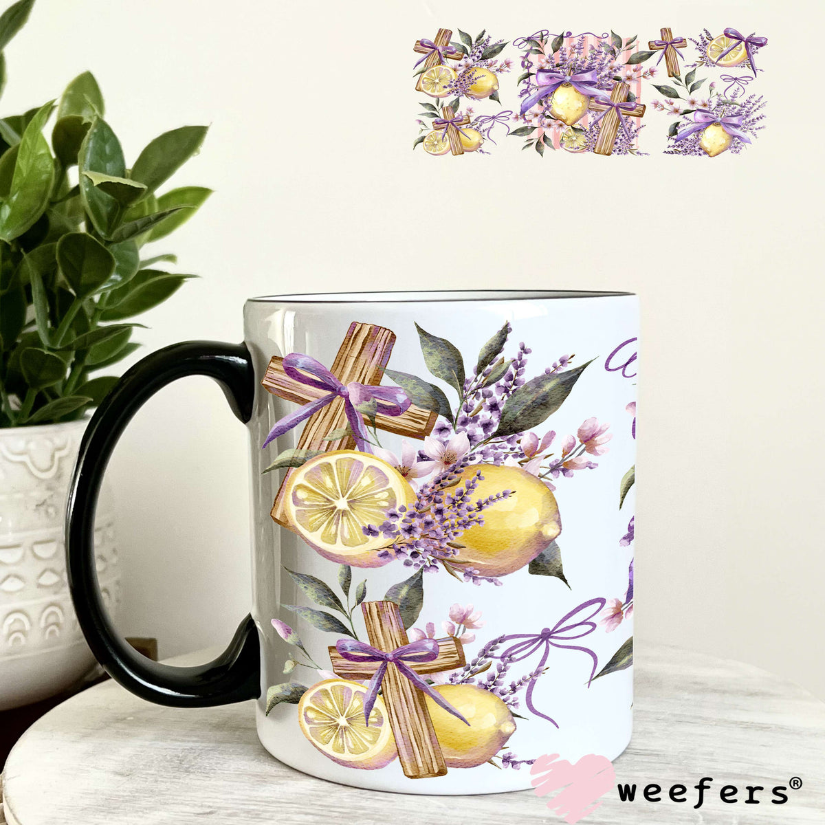 UV DTF Cup Wrap – Zesty Lemon Cross 11oz Coffee Mug Weefers
