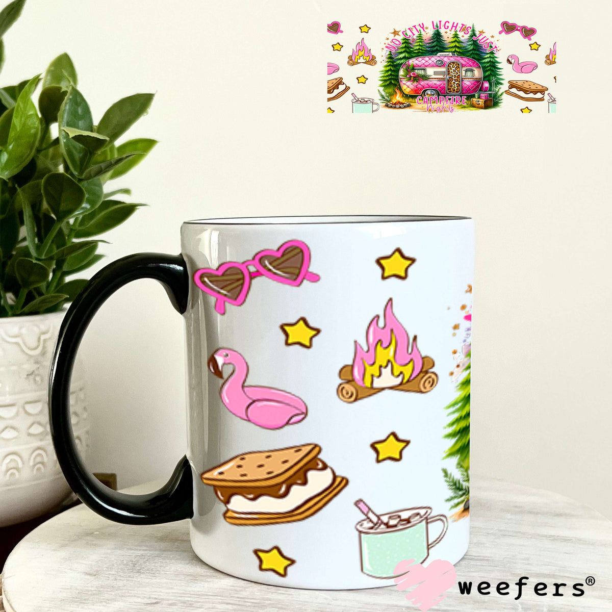 UV DTF Cup Wrap – No City Lights Just Campfire Nights - Weefers Exclusive 11oz Coffee Mug Cup Wrap Weefers