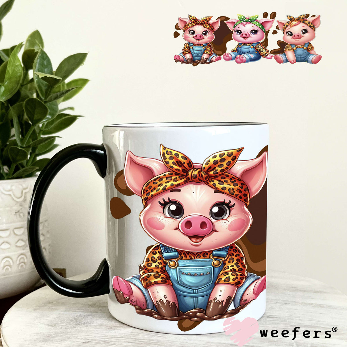 UV DTF Cup Wrap – Bougie Girlfriend Pig Friends 11oz Coffee Mug Weefers