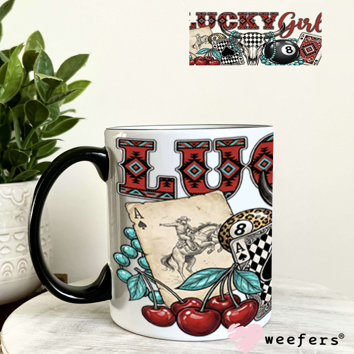 UV DTF Cup Wrap – Lucky Girl 11oz Coffee Mug Weefers