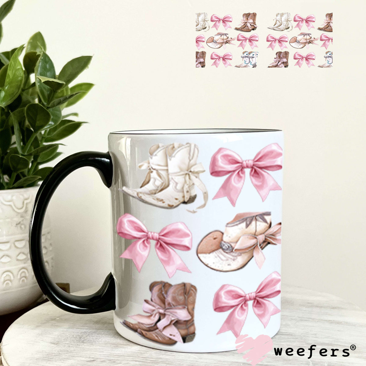 UV DTF Cup Wrap – Boots and Bows 11oz Coffee Mug Weefers