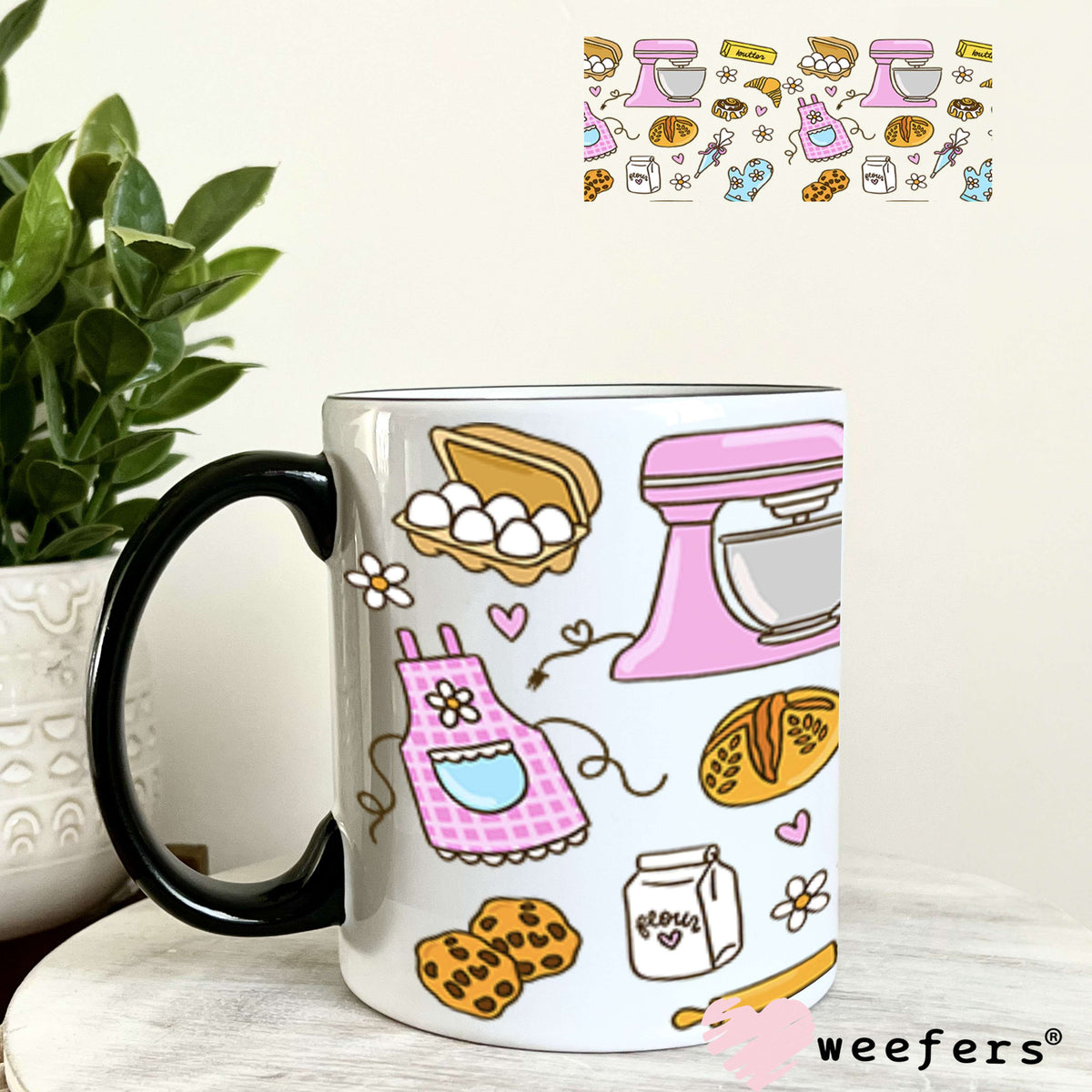 UV DTF Cup Wrap – Bakers Favorite Tools Pink and Blue 11oz Coffee Mug Weefers