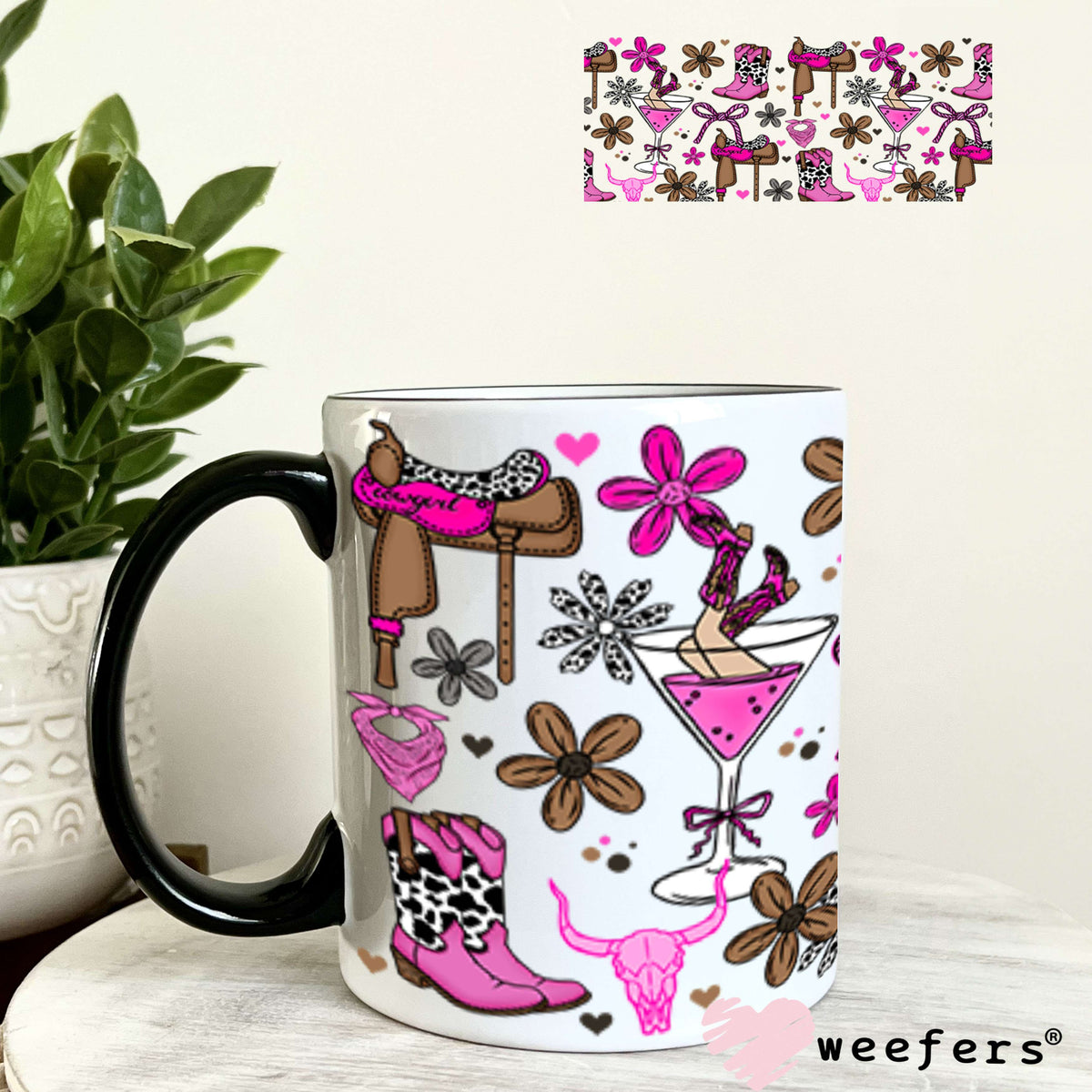 UV DTF Cup Wrap – Western Boots and Martinis 11oz Coffee Mug Weefers