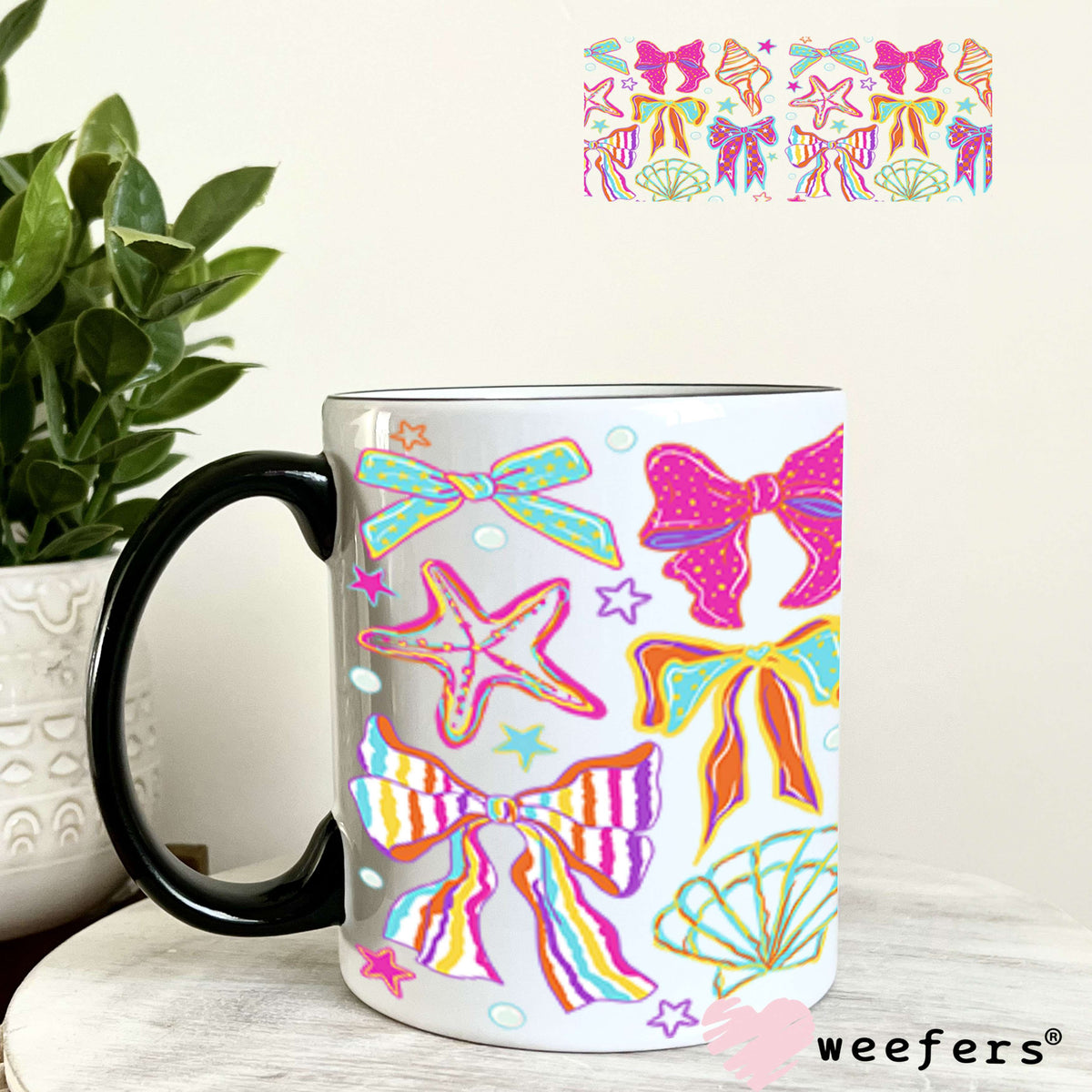 UV DTF Cup Wrap – Seashell Bows 11oz Coffee Mug Weefers