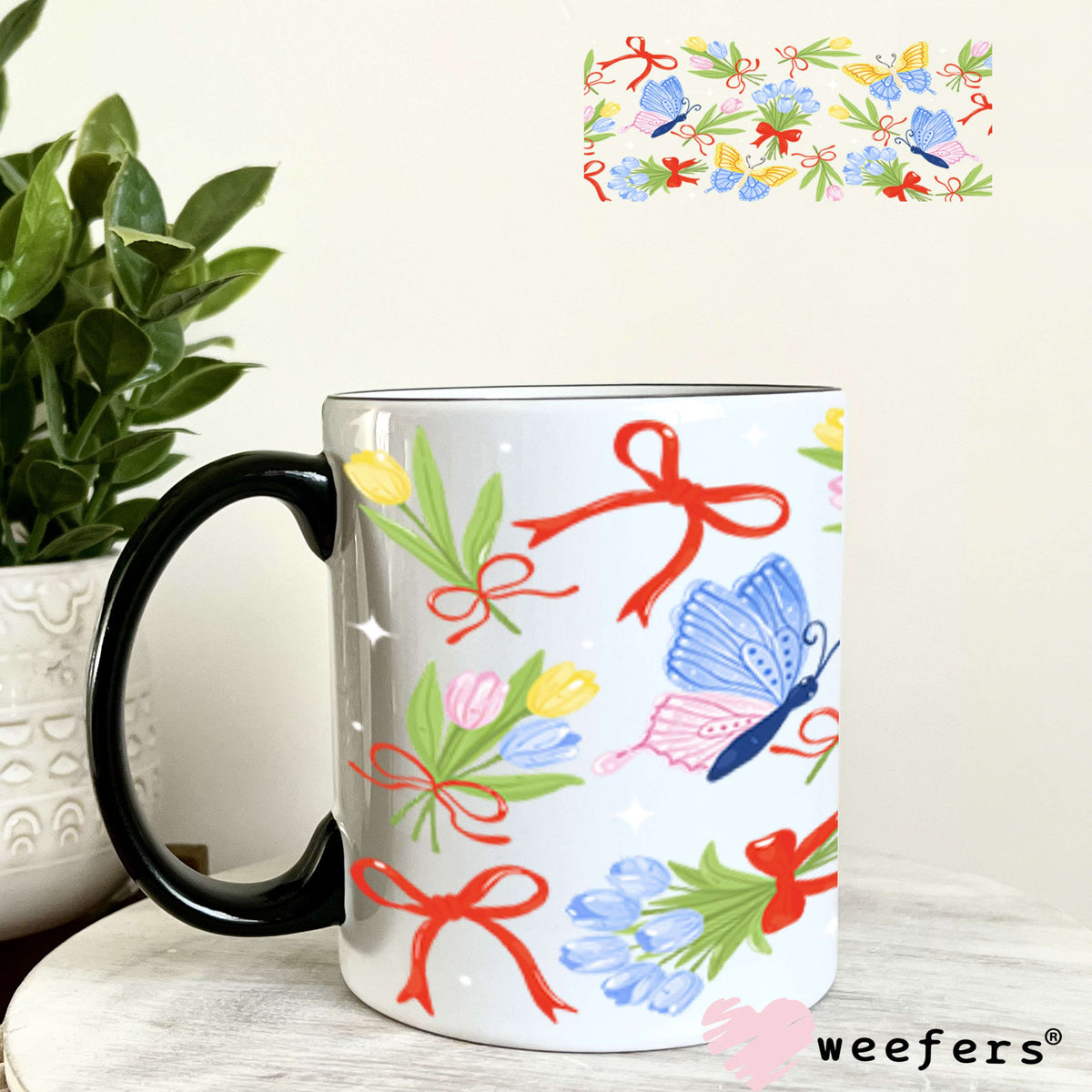 UV DTF Cup Wraps - Bows, Flowers and Butterflies 11oz Coffee Mug Weefers