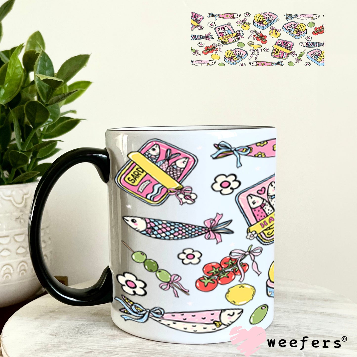 UV DTF Cup Wraps - Orand and Blue Hisbiscus 11oz Coffee Mug Weefers