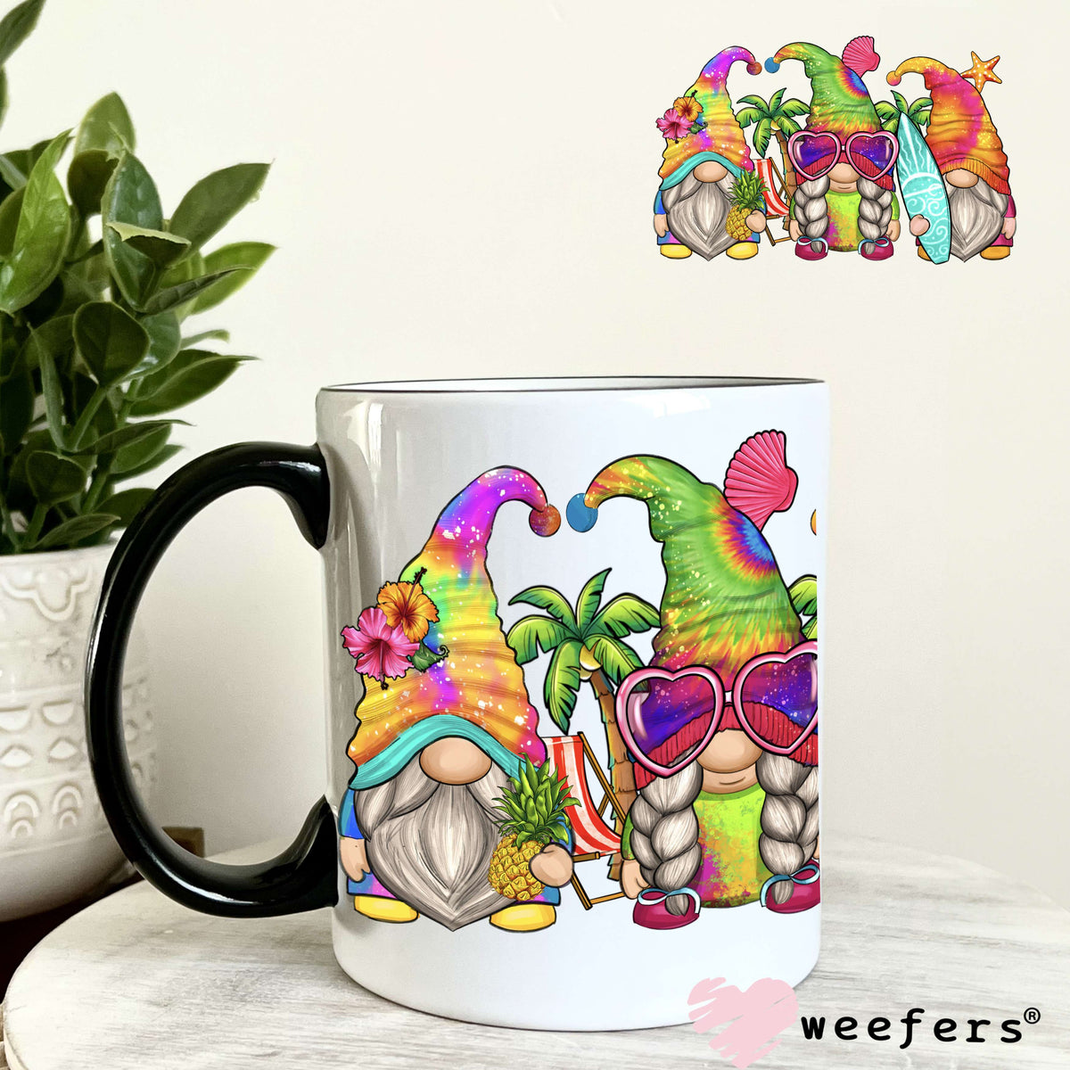 Summertime Beach Gnomes UV DTF Decal 11oz Coffee Mug Weefers